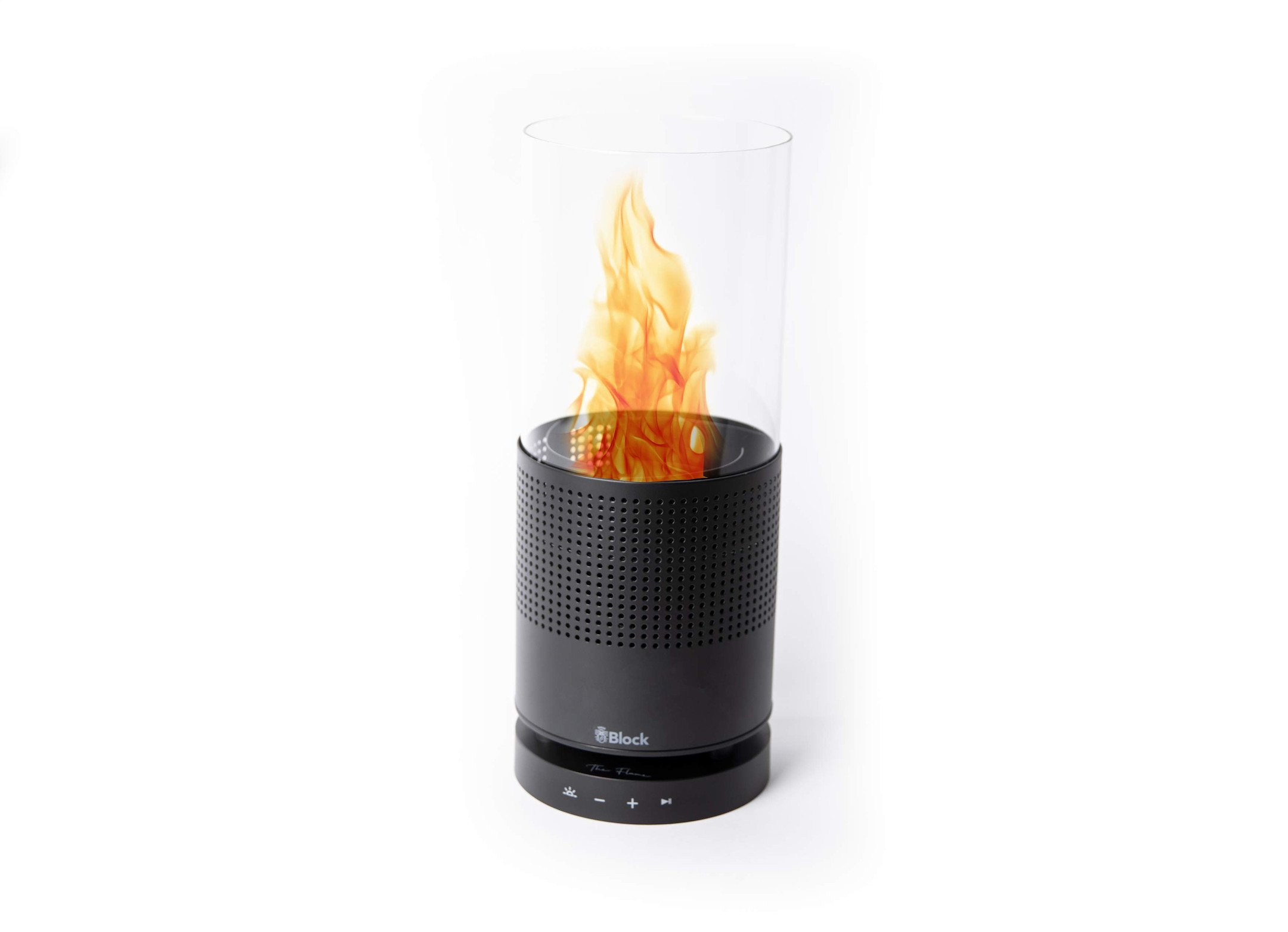 Block-The-Flame-draadloze-Bluetooth-luidspreker-met-tafellamp-voor-een-gezellige-sfeer-in-zwart