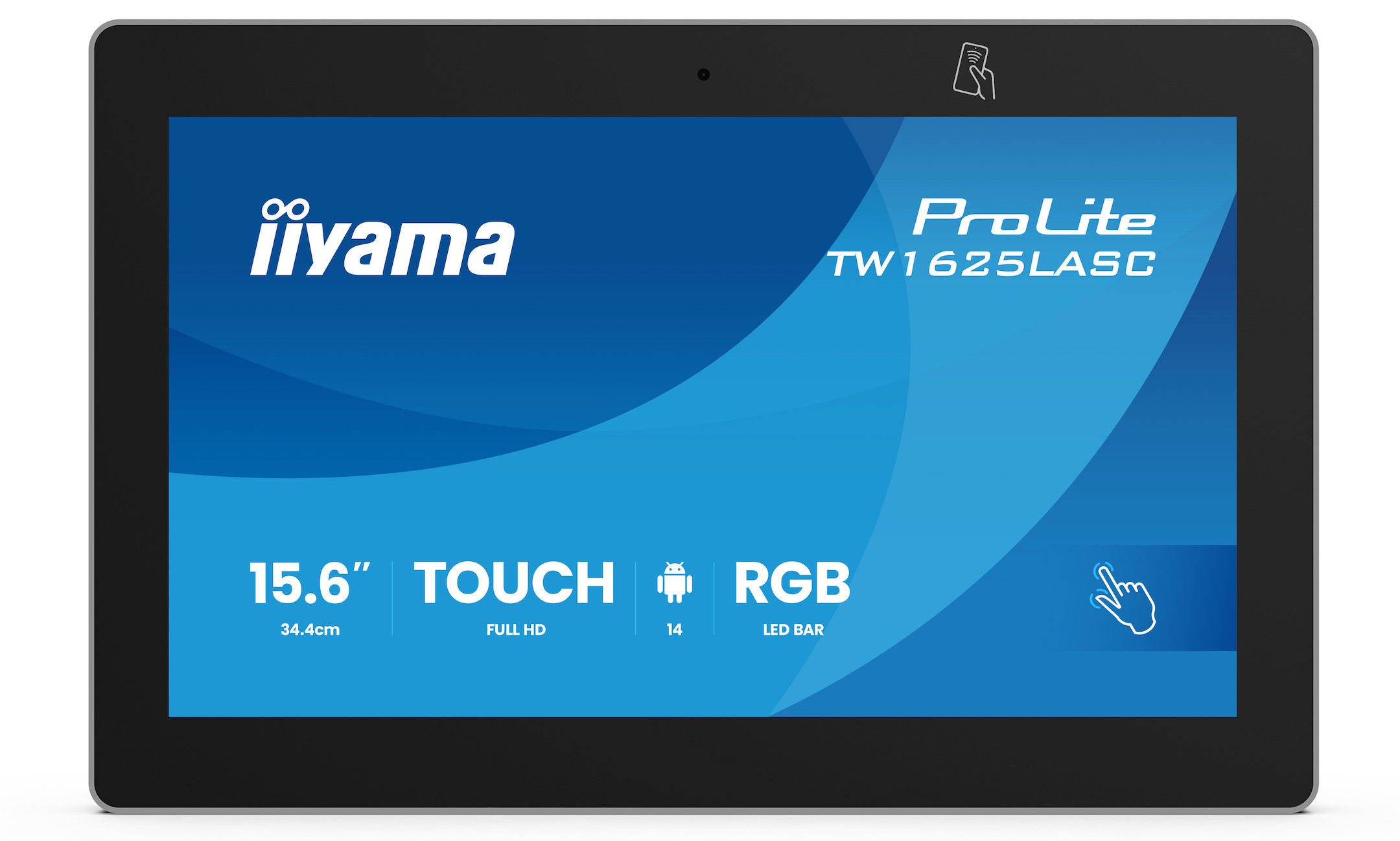 iiyama-TW1625LASC-B3PNR-ProLite-16-PCAP-touchmonitor-met-Android-besturingssysteem-NFC-RFID-lezer-en-een-RGB-ledstrip-rondom-het-scherm