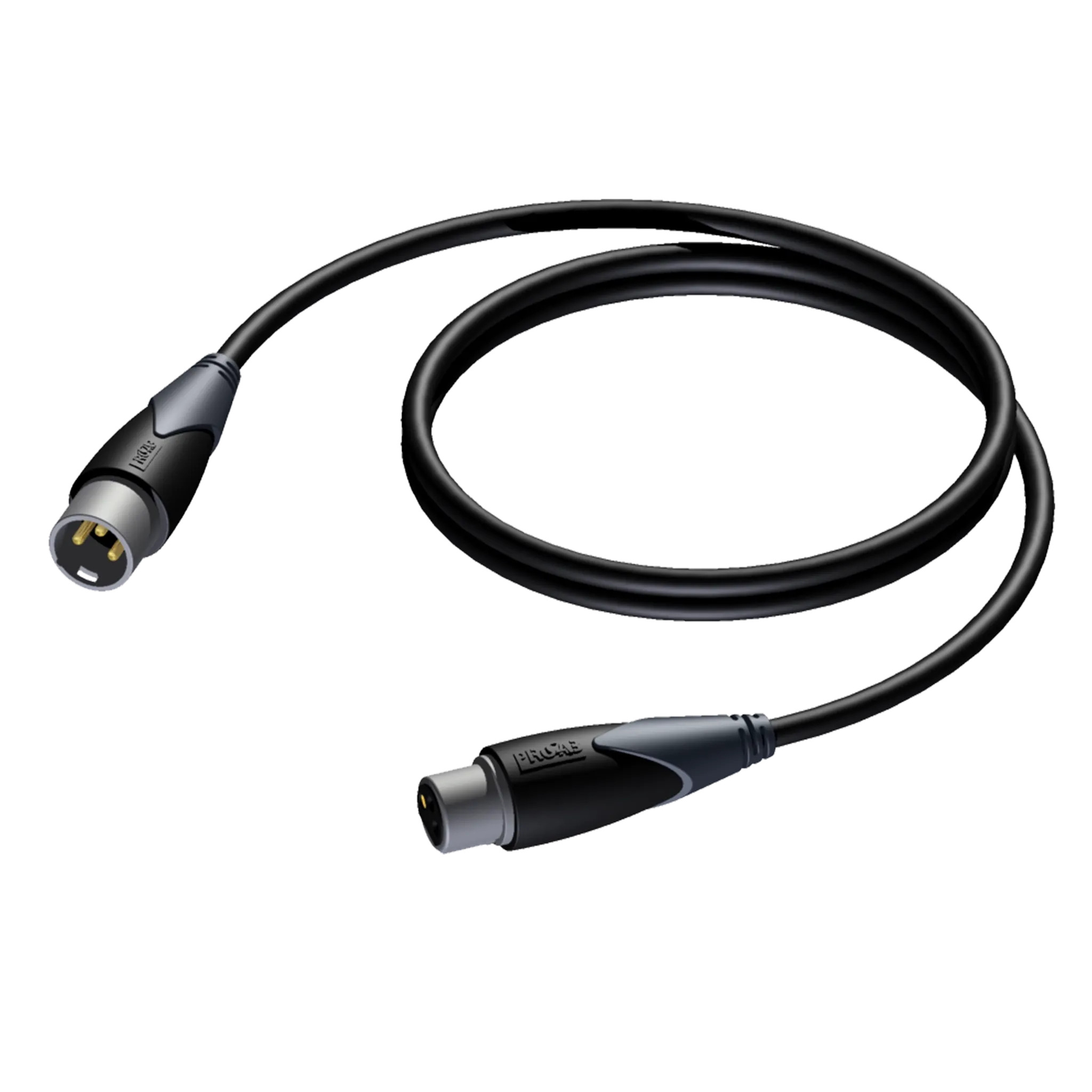 Procab-CLA901-1-1x-XLR-mannelijk-naar-1-XLR-vrouwelijk-microfoonkabel-vergulde-contacten-lengte-1-m-zwart