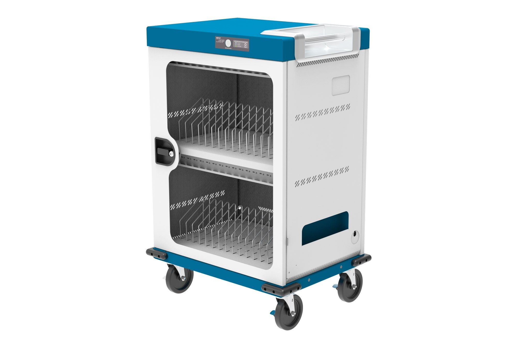 GEMMA-T32C-Ladewagen-fur-32-Gerate-USB-C-18W-pro-Port-weiss-blau