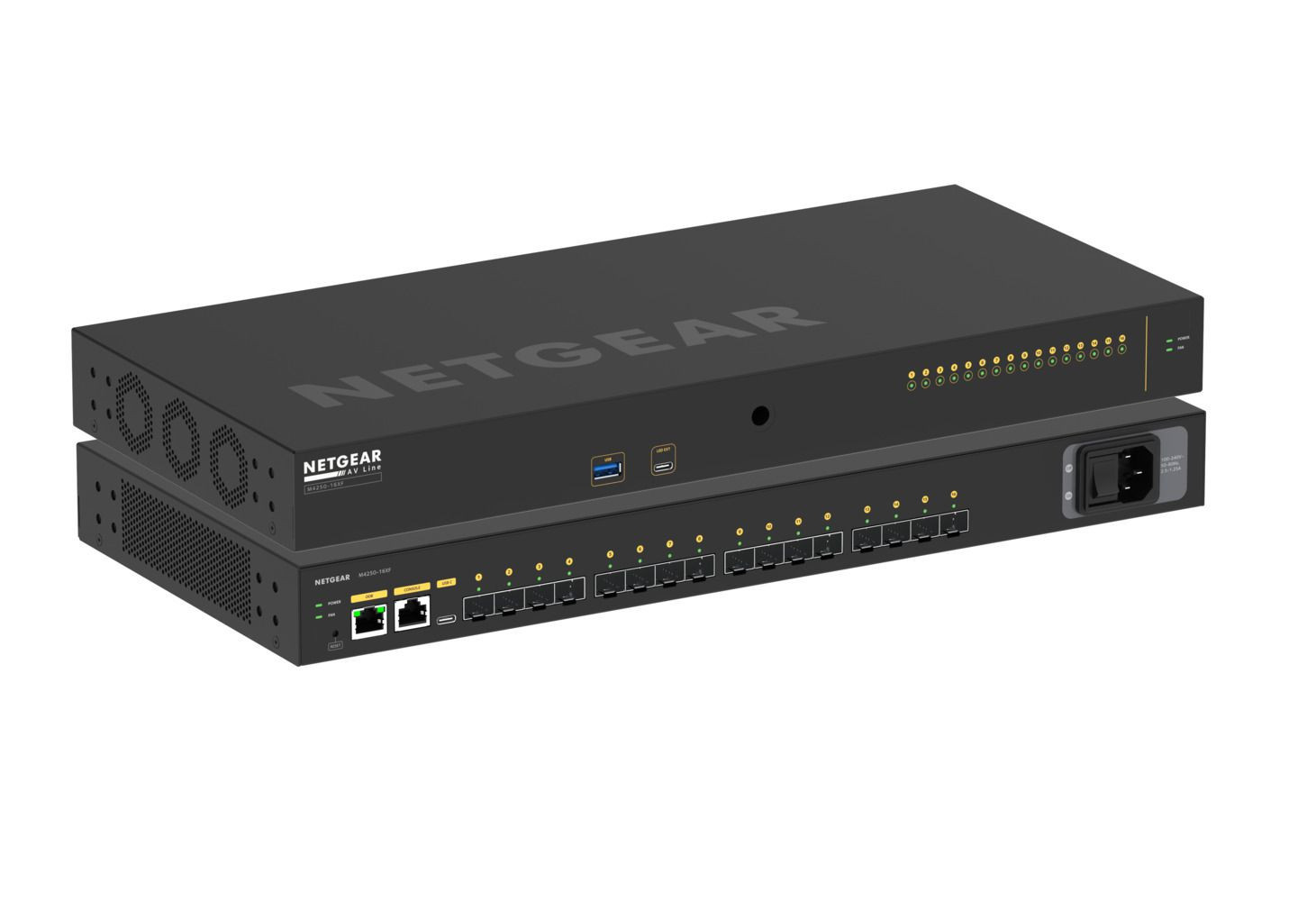 Netgear AV Line Managed Switch 16x 1G / 10G Fiber SFP+ M4250-16XF - Demoware Netgear-AV-Line-Managed-Switch-16x-1G-10G-Fiber-SFP-M4250-16XF-Demoware