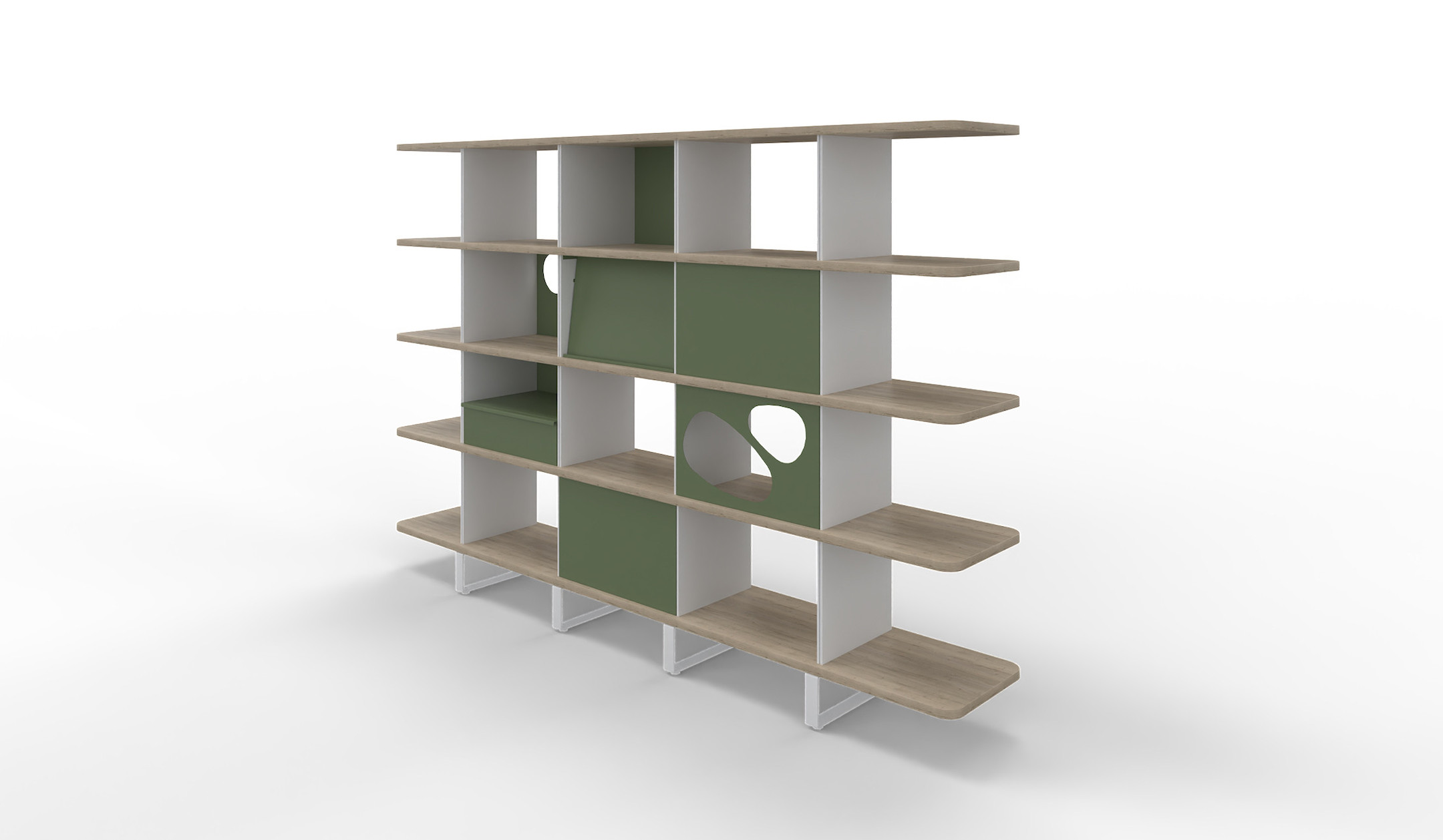 REISS Cuadro® Einzelregal 4 OH mit Designakzenten in Resedagrün und organischen Rückwänden für moderne Bürolandschaften REISS-Cuadro-R-Einzelregal-4-OH-mit-Designakzenten-in-Resedagrun-und-organischen-Ruckwanden-fur-moderne-Burolandschaften