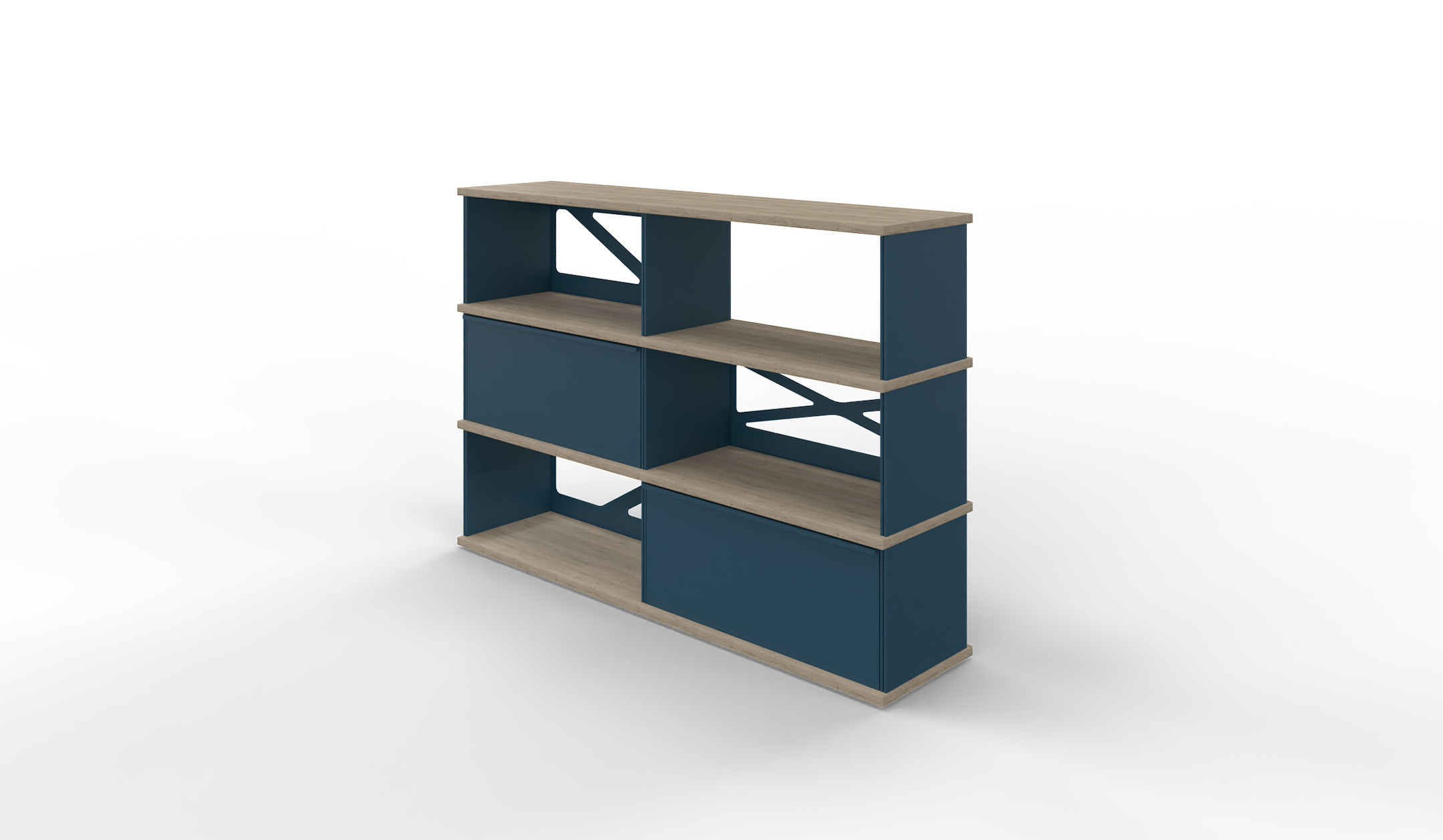 REISS-Cuadro-R-Einzelregal-Maxi-3-OH-mit-Kreuz-und-Diagonalelementen-in-Grunblau-fur-kreative-Raumgestaltung
