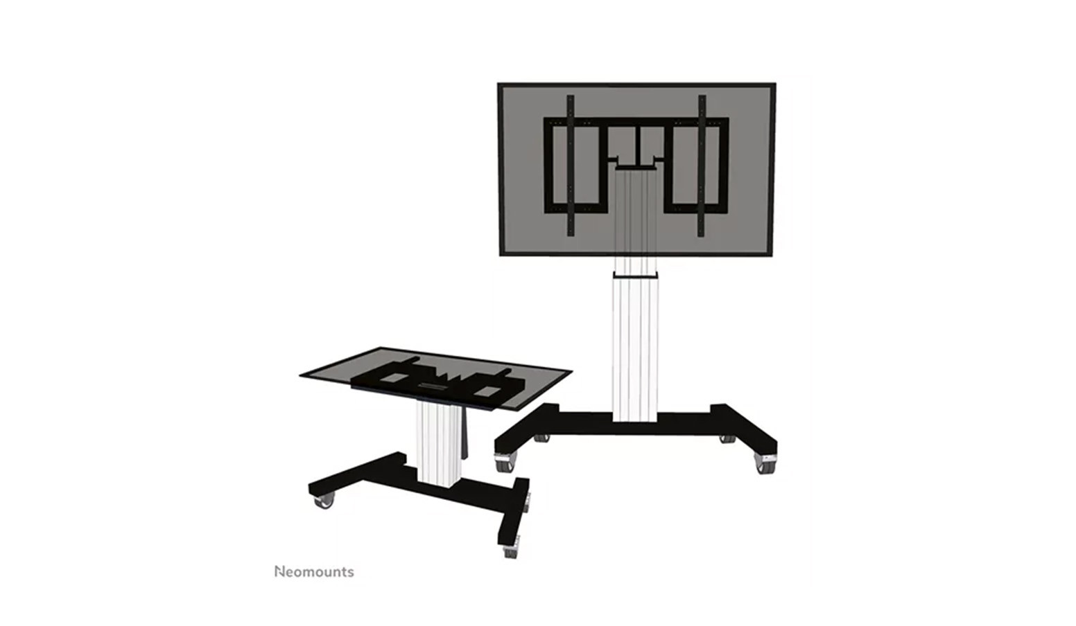 Neomounts-Plasma-M2500T-Trolley-met-gemotoriseerde-hoogteverstelling-voor-42-100-inch-beeldschermen-in-zilverkleur