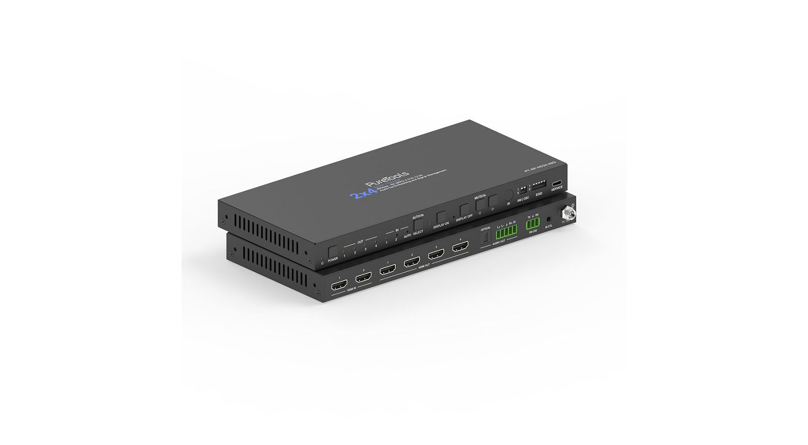 PureLink-PT-SP-HD24-48G-2x4-HDMI-2-1-Splitter-48Gbps-mit-Scaler-und-Audio-De-Embedding