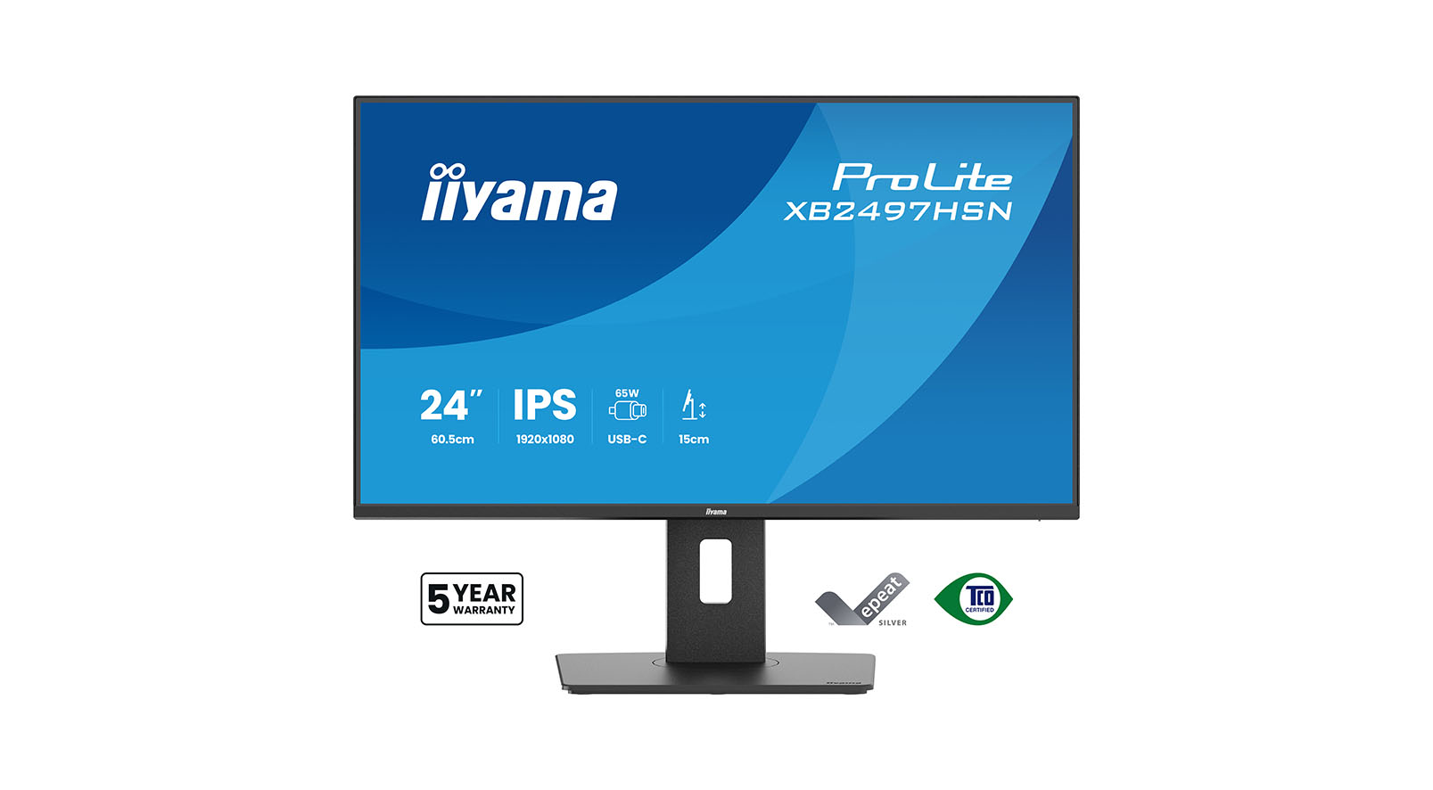 iiyama ProLite XB2497HSN-B1 Monitor de 23,8" con tecnología de panel IPS, base con puerto USB-C, puerto RJ45 (LAN) y soporte ergonómico iiyama-ProLite-XB2497HSN-B1-23-8-inch-monitor-met-IPS-schermtechnologie-USB-C-dock-RJ45-poort-LAN-en-ergonomische-voet