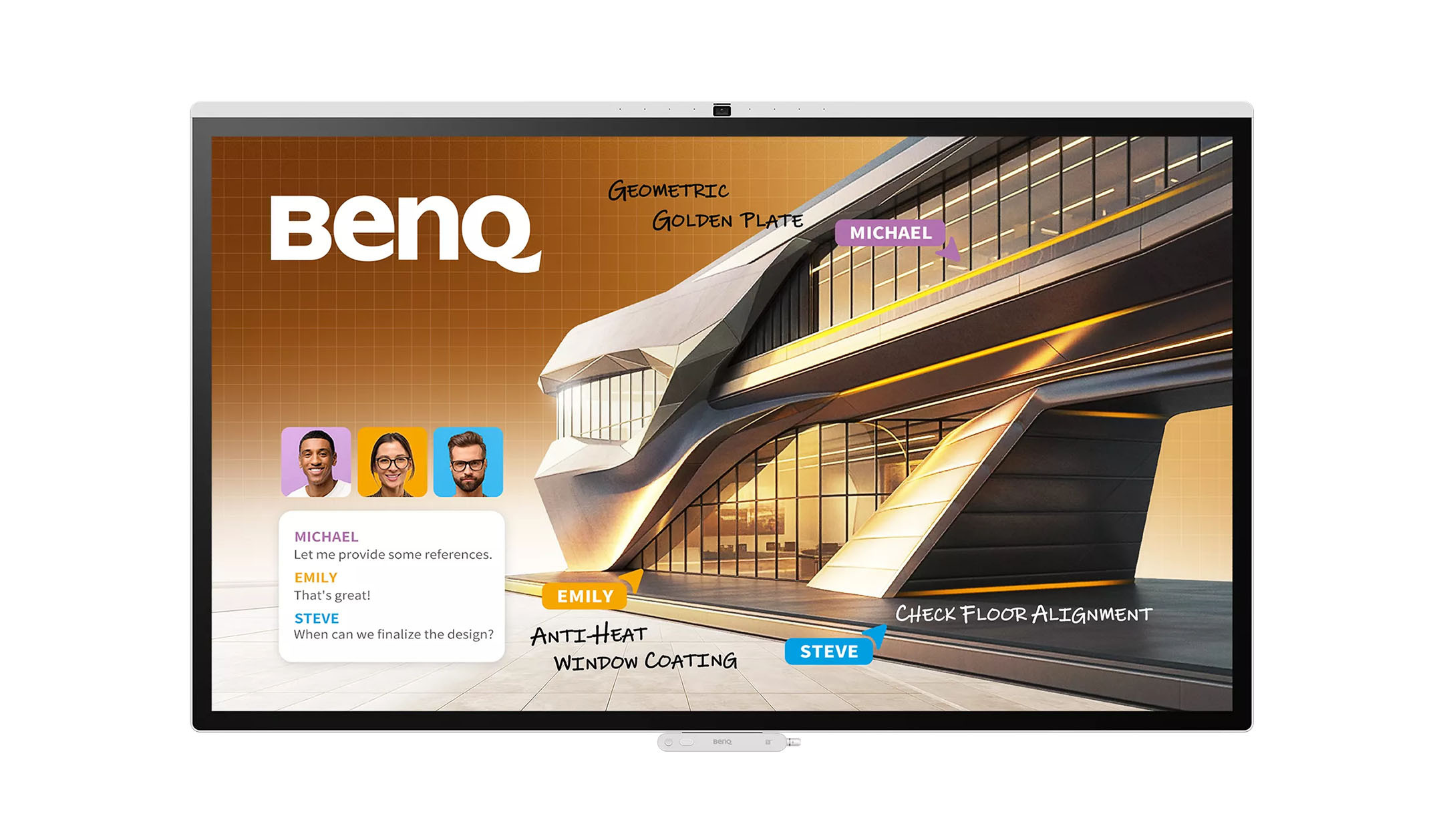 BenQ-CP7505-Board-4K-75-inch-interactief-scherm-met-ingebouwde-camera-voor-moderne-vergaderingen