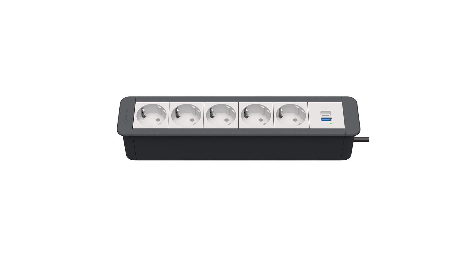 Kindermann-CablePort-Office-frame-6f5xStr1xUSBA-C-Tischanschlussfeld-6-fach-5x-Strom-1x-Dual-USB