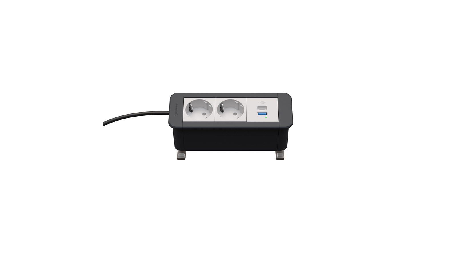 Kindermann-CablePort-Office-desk-3f-2xStr-1xUSBPD-Tischanschlussfeld-3-fach-mit-USB-PD