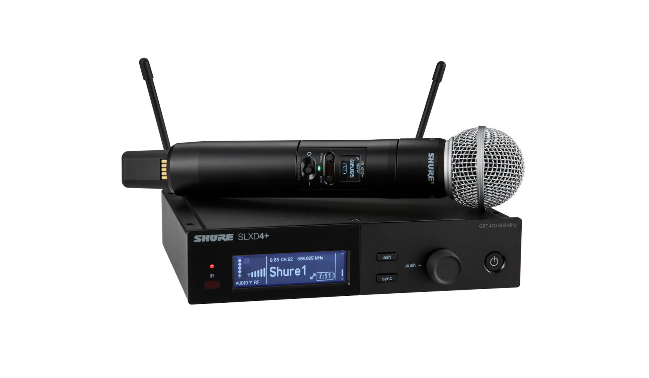 Shure SLXD24+/58 Digitales Drahtlossystem mit SM58® Handsender (dynamisch, Nierencharakteristik), Frequenzband: S50 Shure-SLXD24-58-Digitales-Drahtlossystem-mit-SM58-R-Handsender-dynamisch-Nierencharakteristik-Frequenzband-S50