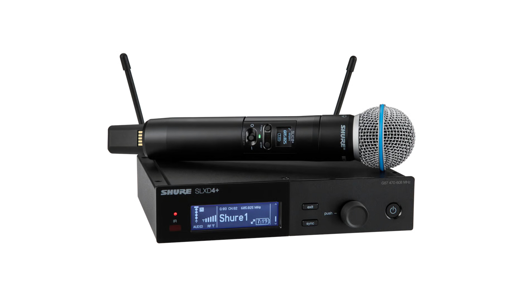 Shure SLXD24+/B58 Digitales Drahtlossystem mit Beta® 58A Handsender (dynamisch, Supernierencharakteristik), Frequenzband: S50 Shure-SLXD24-B58-Digitales-Drahtlossystem-mit-Beta-R-58A-Handsender-dynamisch-Supernierencharakteristik-Frequenzband-S50