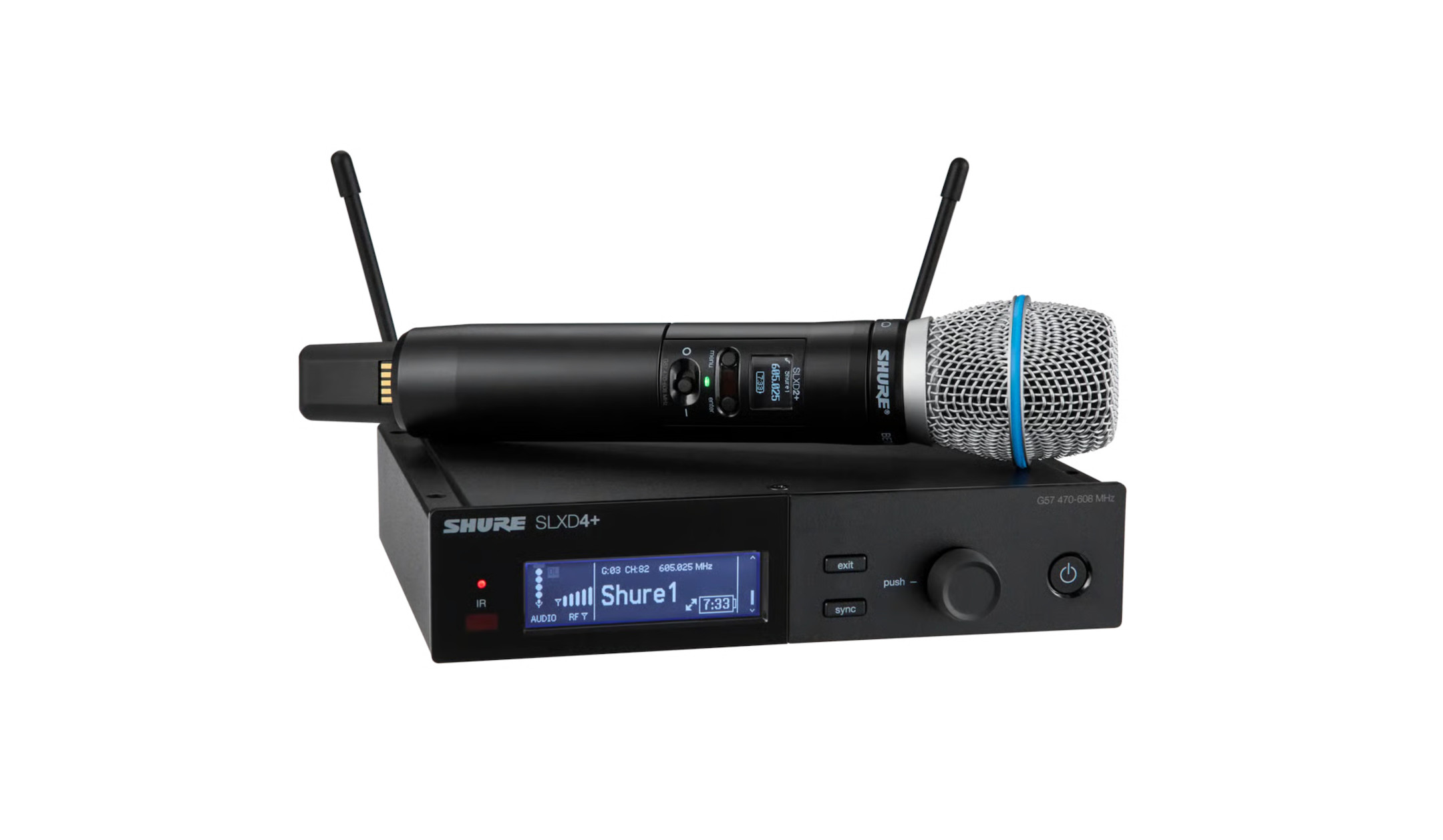 Shure-SLXD24-B87A-Digitales-Drahtlossystem-mit-Beta-R-87A-Handsender-Kondensator-Supernierencharakteristik-Frequenzband-G65