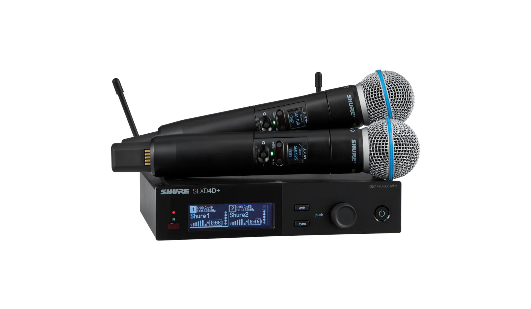 Shure-SLXD24D-B58-2-Kanal-Drahtlossystem-mit-zwei-SLXD2-B58-Handsendern-Frequenzband-S50