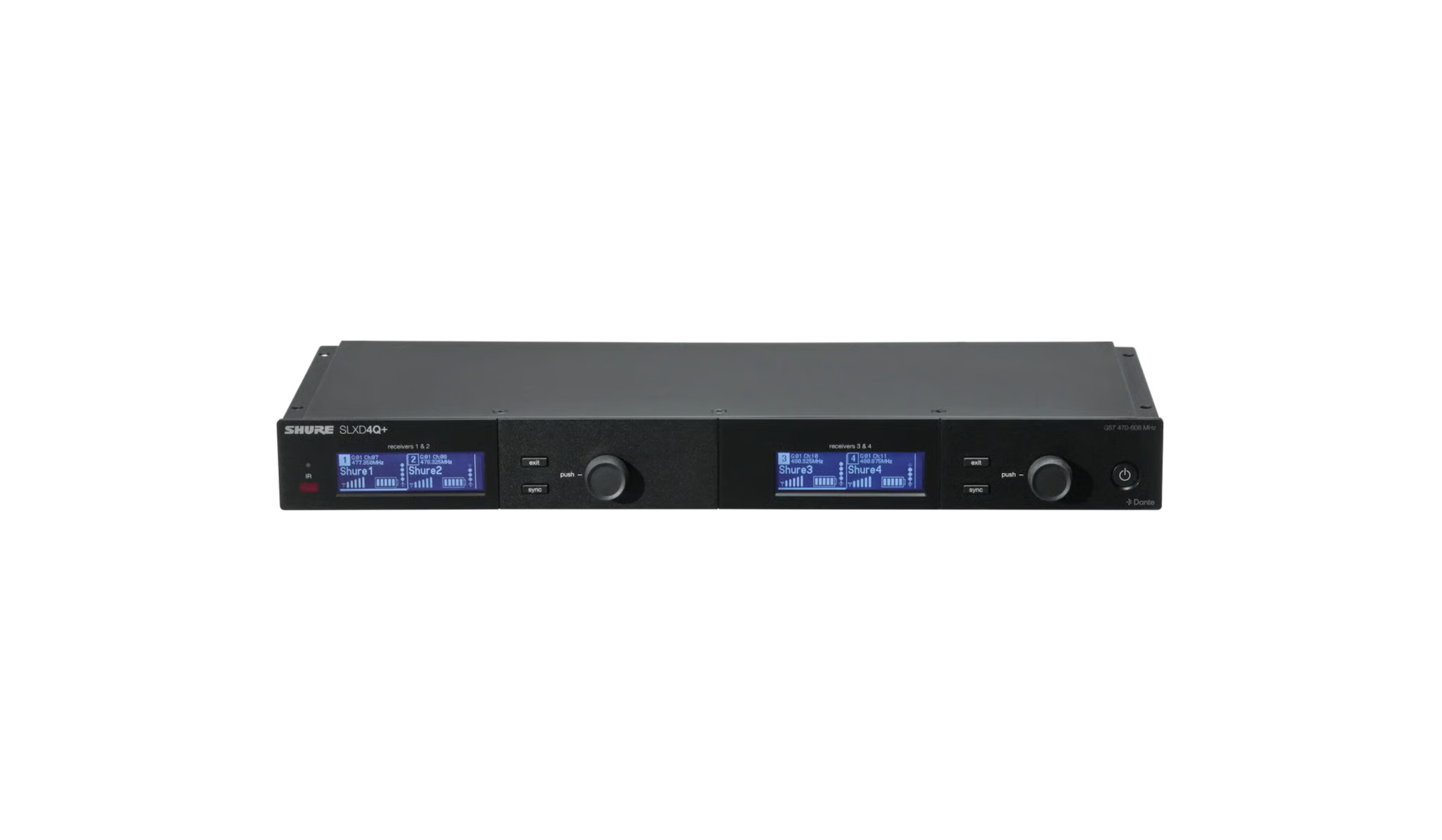 Shure SLXD4QDAN+ 4-Kanal-Empfänger mit Dante-Audio, Frequenzband: S50 Shure-SLXD4QDAN-4-Kanal-Empfanger-mit-Dante-Audio-Frequenzband-S50