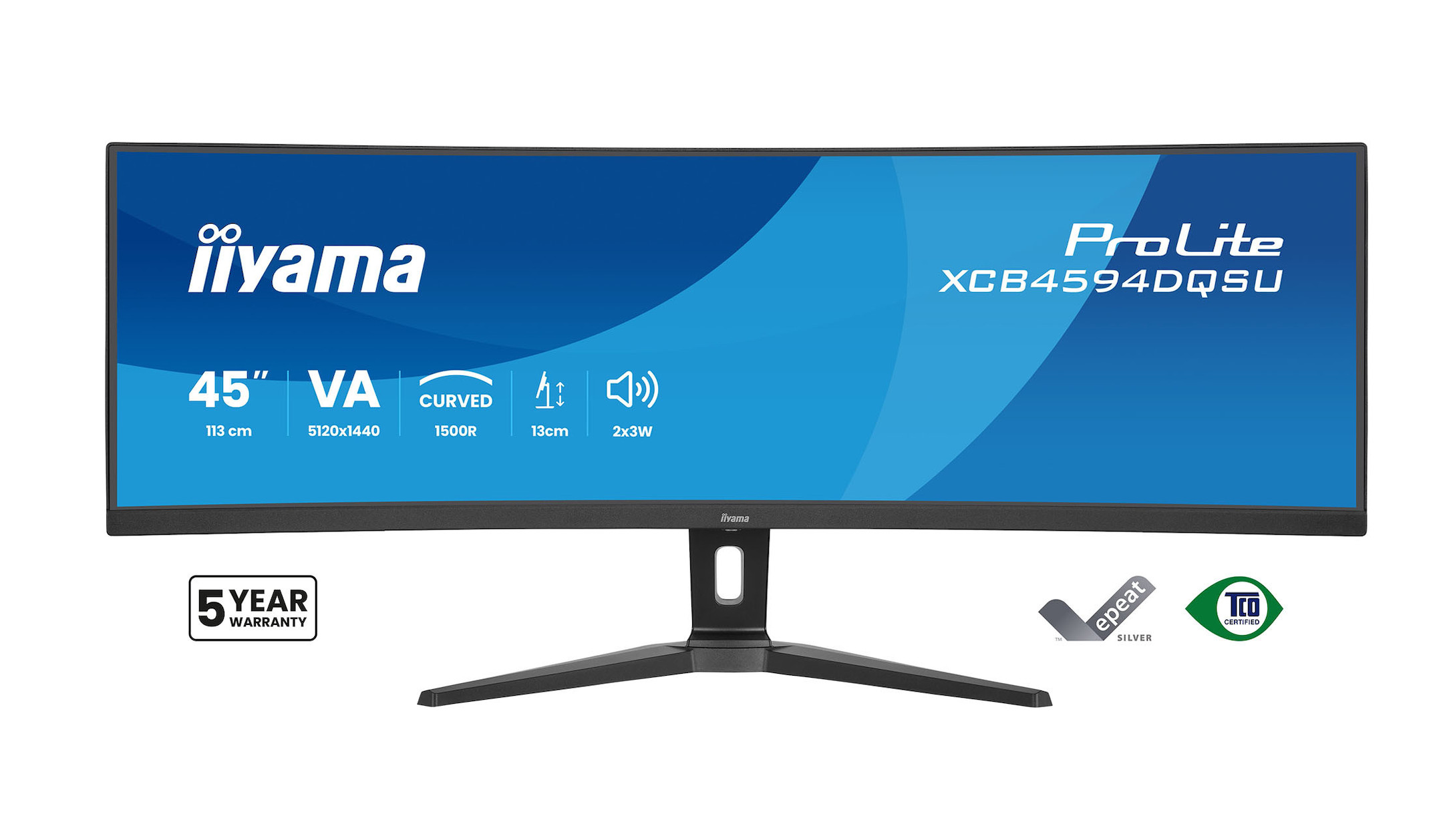 iiyama ProLite XCB4594DQSU-B1 45" ultrabreiter Curved-Monitor mit Dual-QHD-Auflösung und höhenverstellbarem Standfuß - Demoware iiyama-ProLite-XCB4594DQSU-B1-45-ultrabreiter-Curved-Monitor-mit-Dual-QHD-Auflosung-und-hohenverstellbarem-Standfuss-Demoware