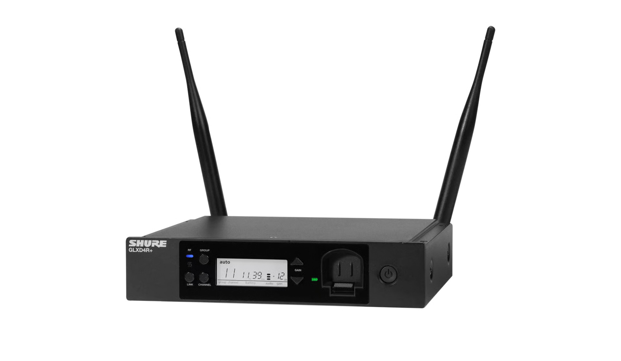 Shure GLXD4R+ Digitaler Dualband-Empfänger im Halb-19-Zoll-Format Shure-GLXD4R-Digitaler-Dualband-Empfanger-im-Halb-19-Zoll-Format