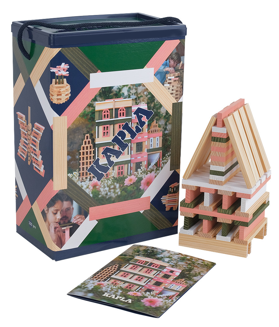 KAPLA® Box Frühling, Set aus 200 Holzplättchen - Demoware kapla-r-box-fruehling-set-aus-200-holzplaettchen-demoware