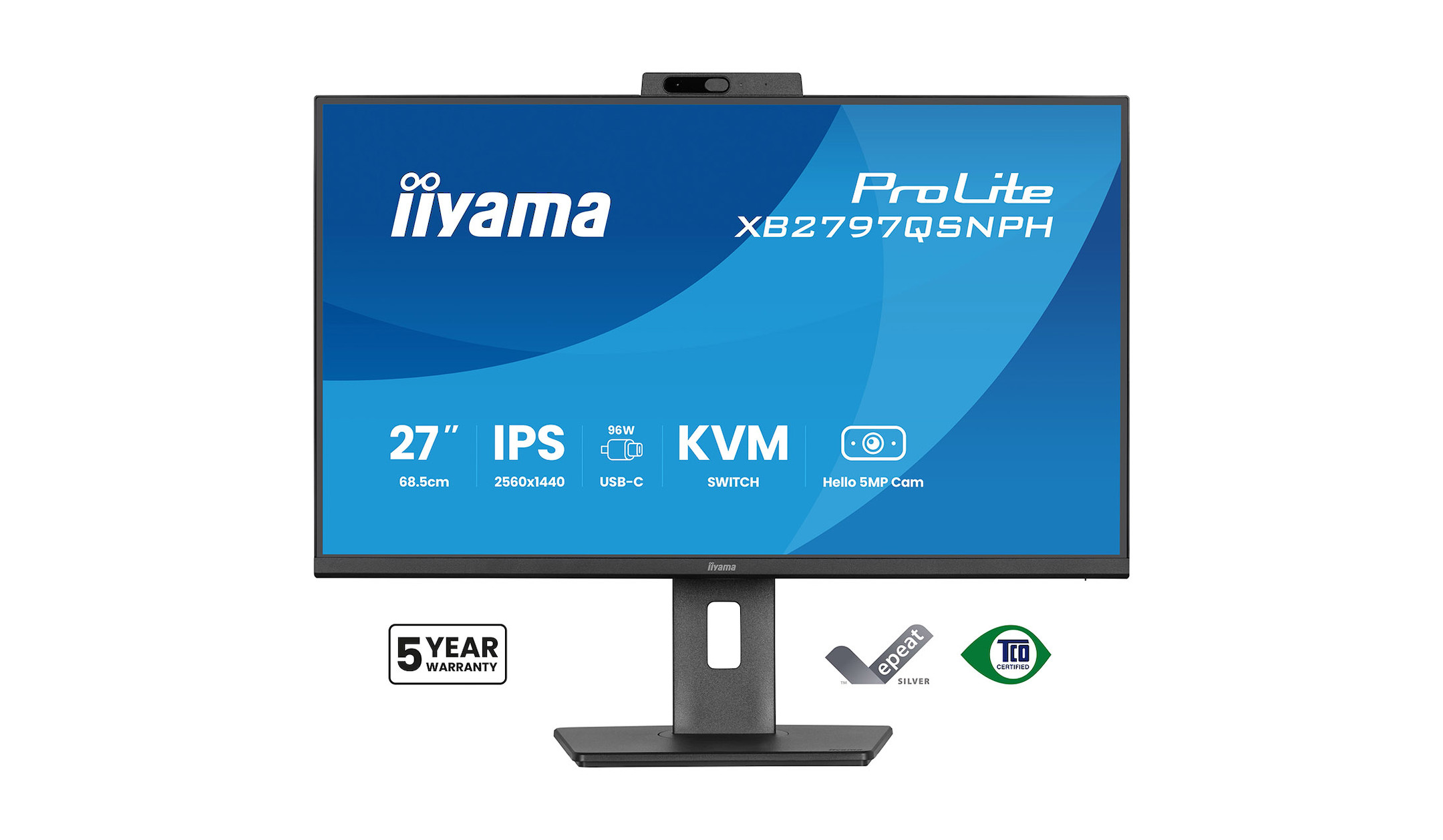 iiyama ProLite XB2797QSNPH-B1 27" IPS QHD monitor with built-in 5 MP Windows Hello camera iiyama-ProLite-XB2797QSNPH-B1-27-inch-IPS-QHD-monitor-met-ingebouwde-5-MP-Windows-Hello-camera