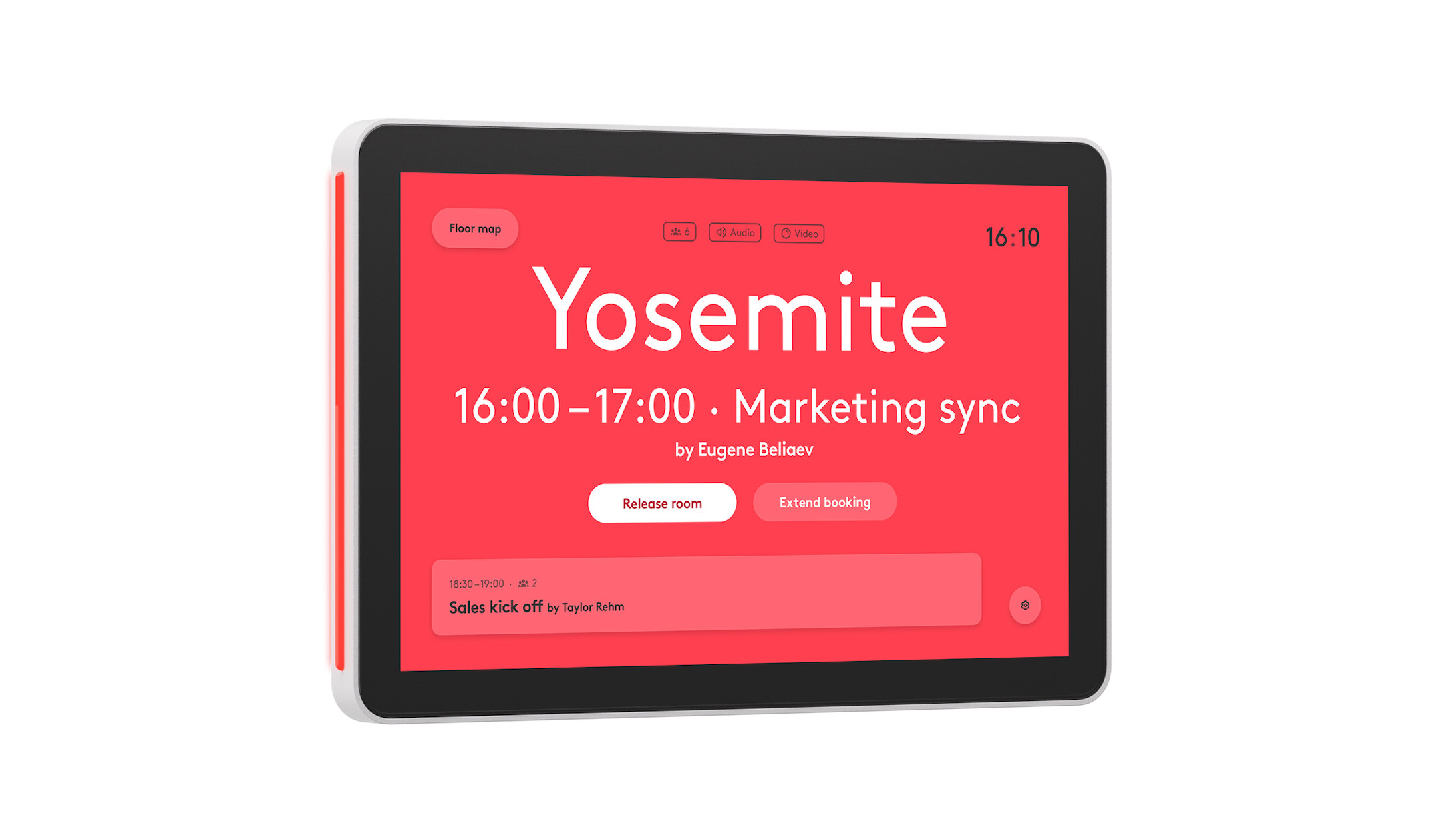 Logitech-De-Scheduler-2-met-een-10-1-inch-touchscreen-en-heldere-LED-statuslampjes-voor-moderne-vergaderruimtes-in-het-wit
