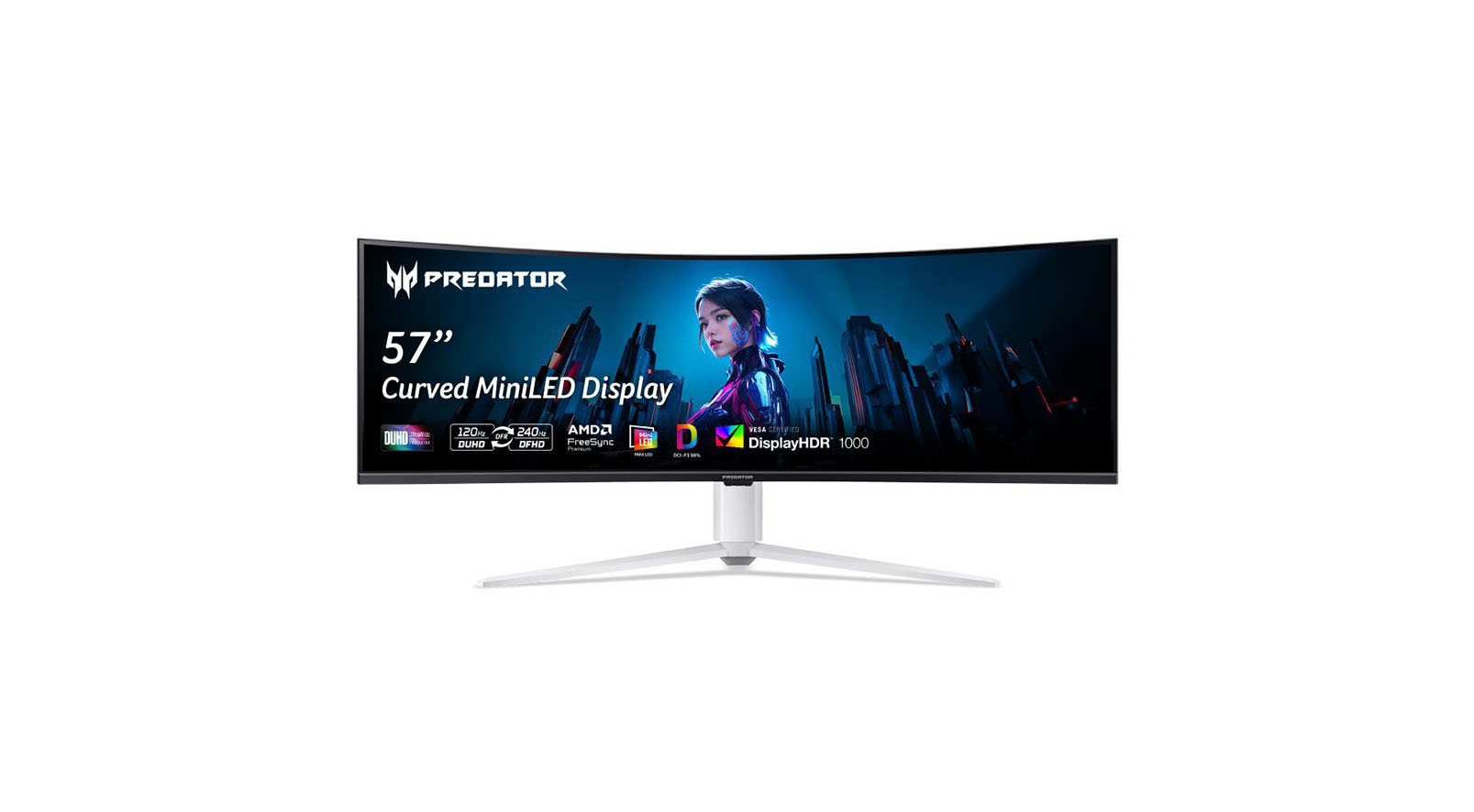 Acer Predator Z57Awmiiphuzx Monitor da gaming curvo da 57,1" in formato 32:9 con certificazione HDR 1000 Acer-Predator-Z57Awmiiphuzx-57-1-gebogen-gamingmonitor-in-32-9-formaat-met-HDR-1000-certificering