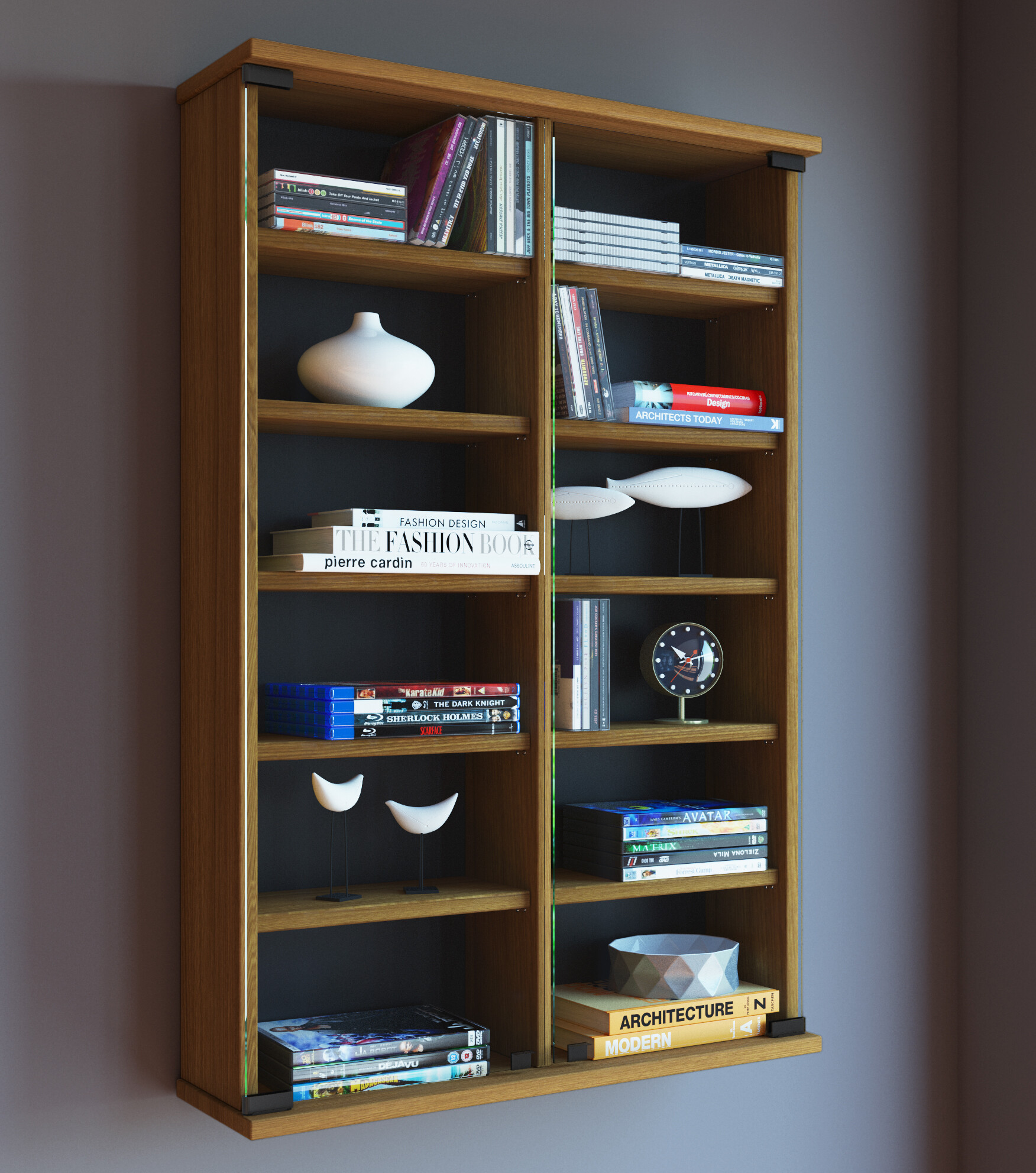 VCM CD / DVD Wandregal "Zuntisa" | Wand Regal Hänge Vitrine Eiche-Rustikal