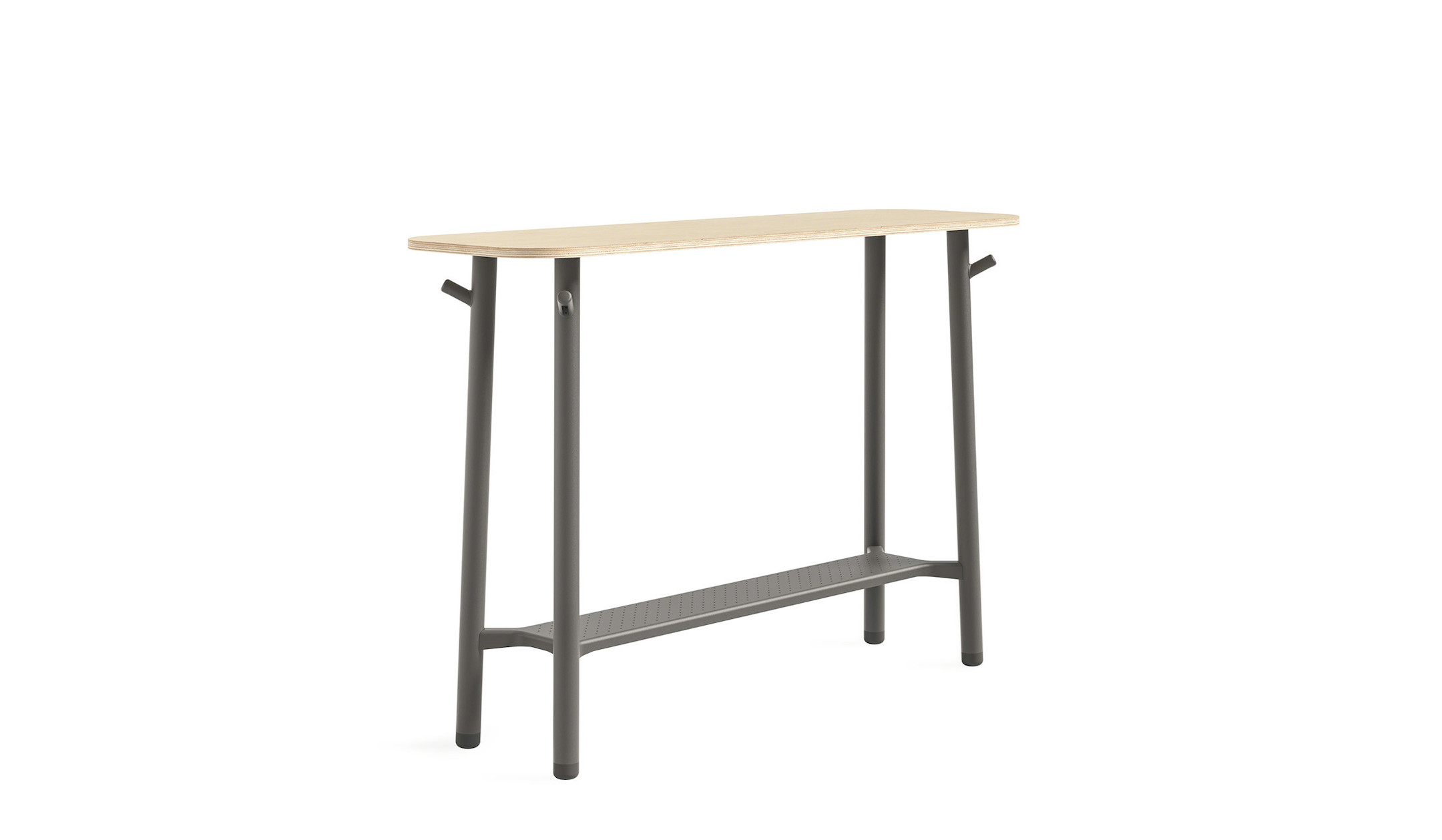 Steelcase Flex mobiler Besprechungstisch schmal in Stehhöhe mit integrierter Fußstütze Steelcase-Flex-Tisch-schmal