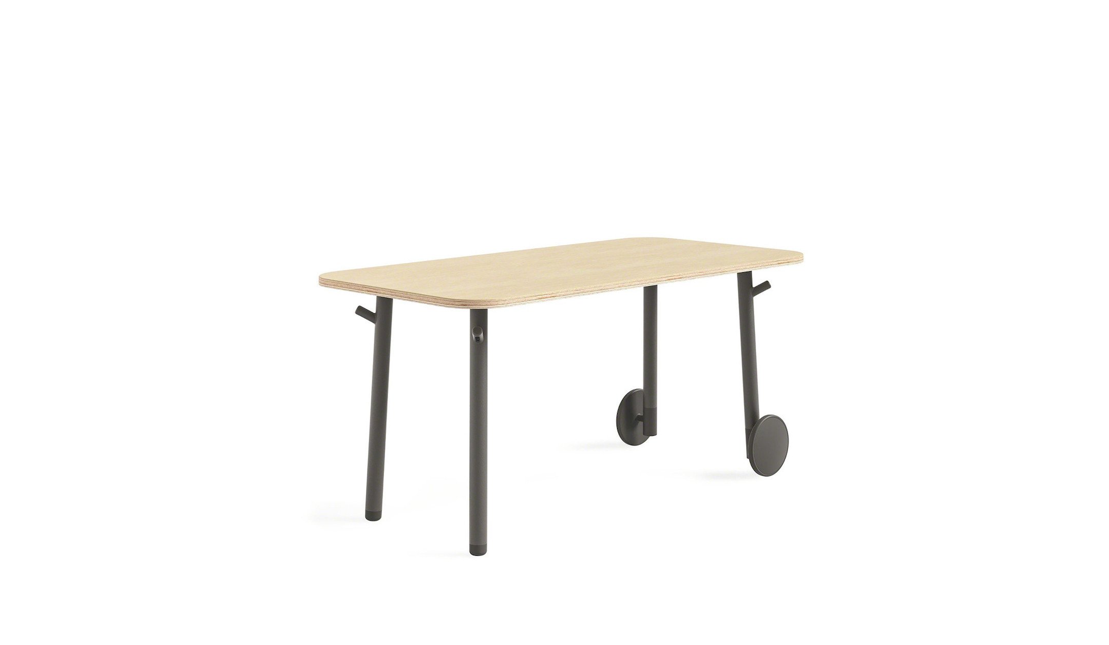 Steelcase Flex Rolltisch in Sitzhöhe mit Rollen und Haken für flexible Arbeitsplätze Steelcase-Flex-Rolltisch-in-Sitzhohe