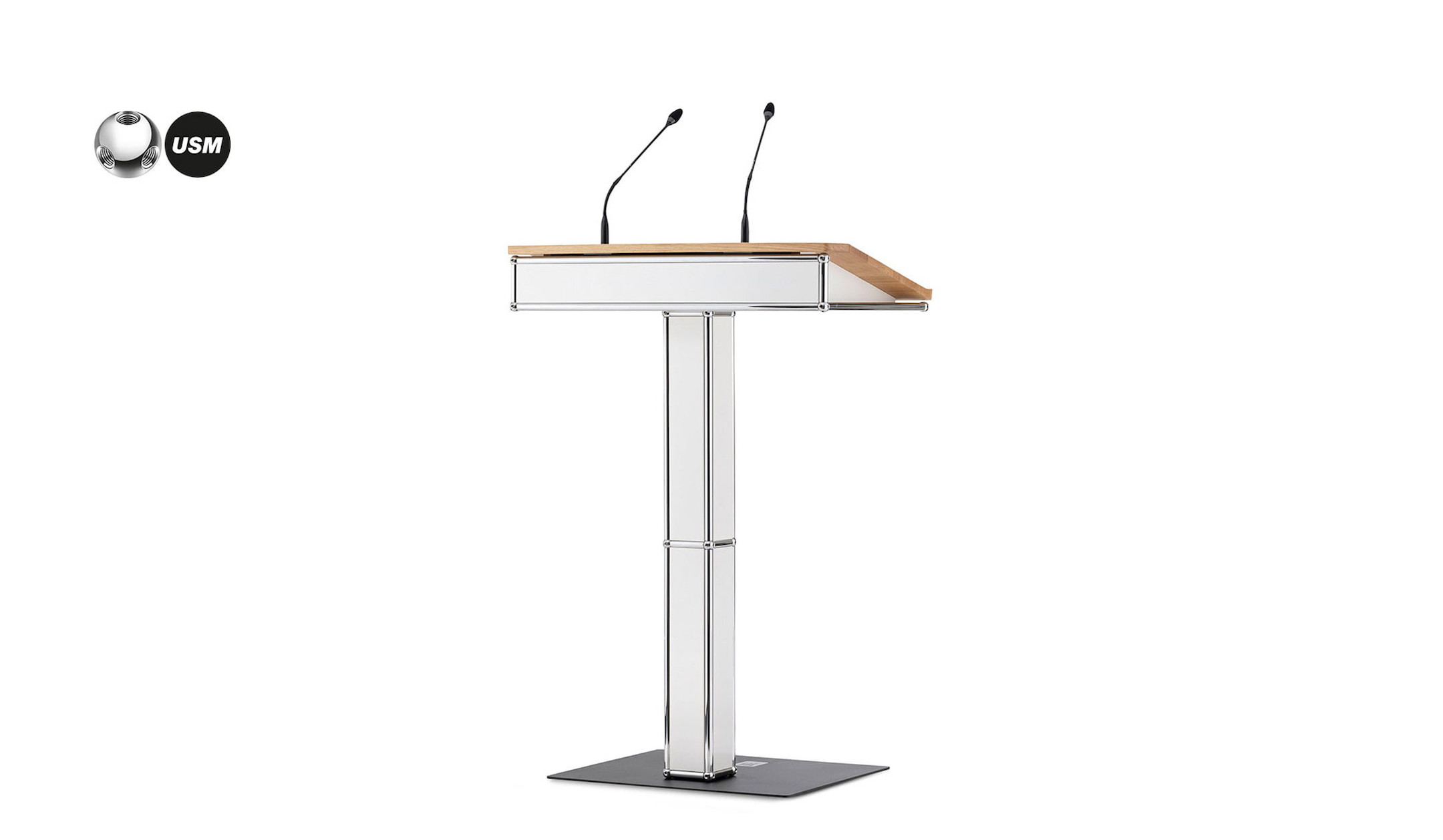 infoWERK FS10 Design Rednerpult optional mit Mikrofon und Monitor im USM Design infoWERK-FS10-Design-Rednerpult