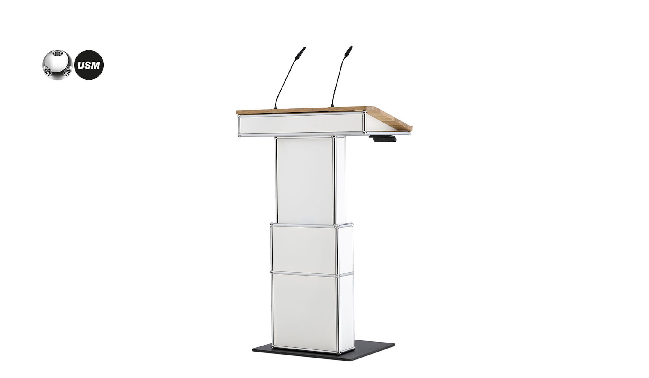 infoWERK FM35H Rednerpult höhenverstellbar im USM Haller Design für Konferenzräume infoWERK-FM35H-Rednerpult-hohenverstellbar