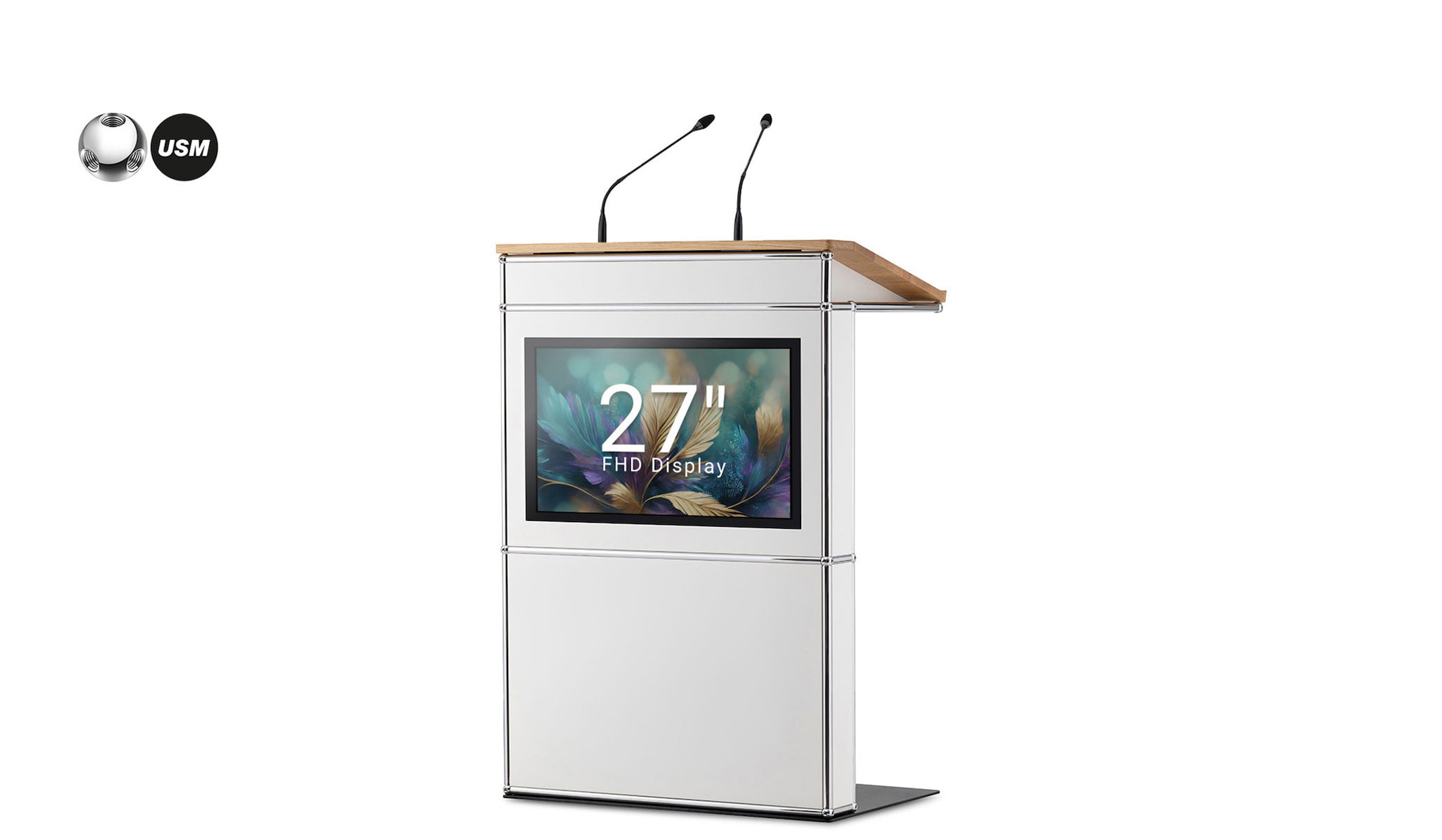 infoWERK FM75 Rednerpult aus Metall und Holz mit optionalem Display für professionelle Vorträge infoWERK-FM75-Rednerpult-aus-Metall-und-Holz-mit-optionalem-Display