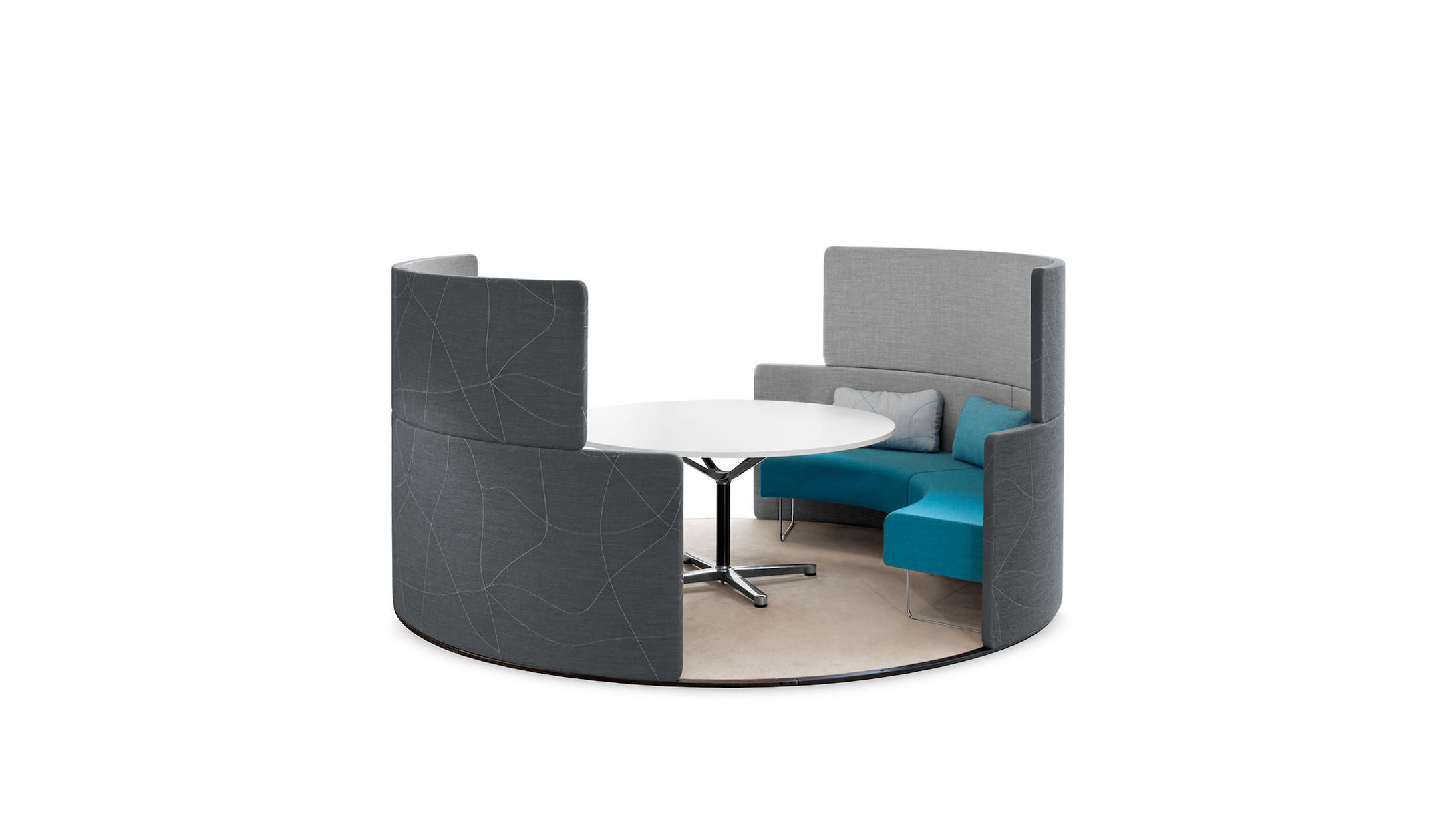 Bene PARCS Toguna Circle Raum-im-Raum Element mit halbhohen Wänden für entspannte Gesprächsräume Bene-PARCS-Toguna-Circle-Raum-im-Raum-Element-mit-halbhohen-Wanden-fur-entspannte-Gesprachsraume