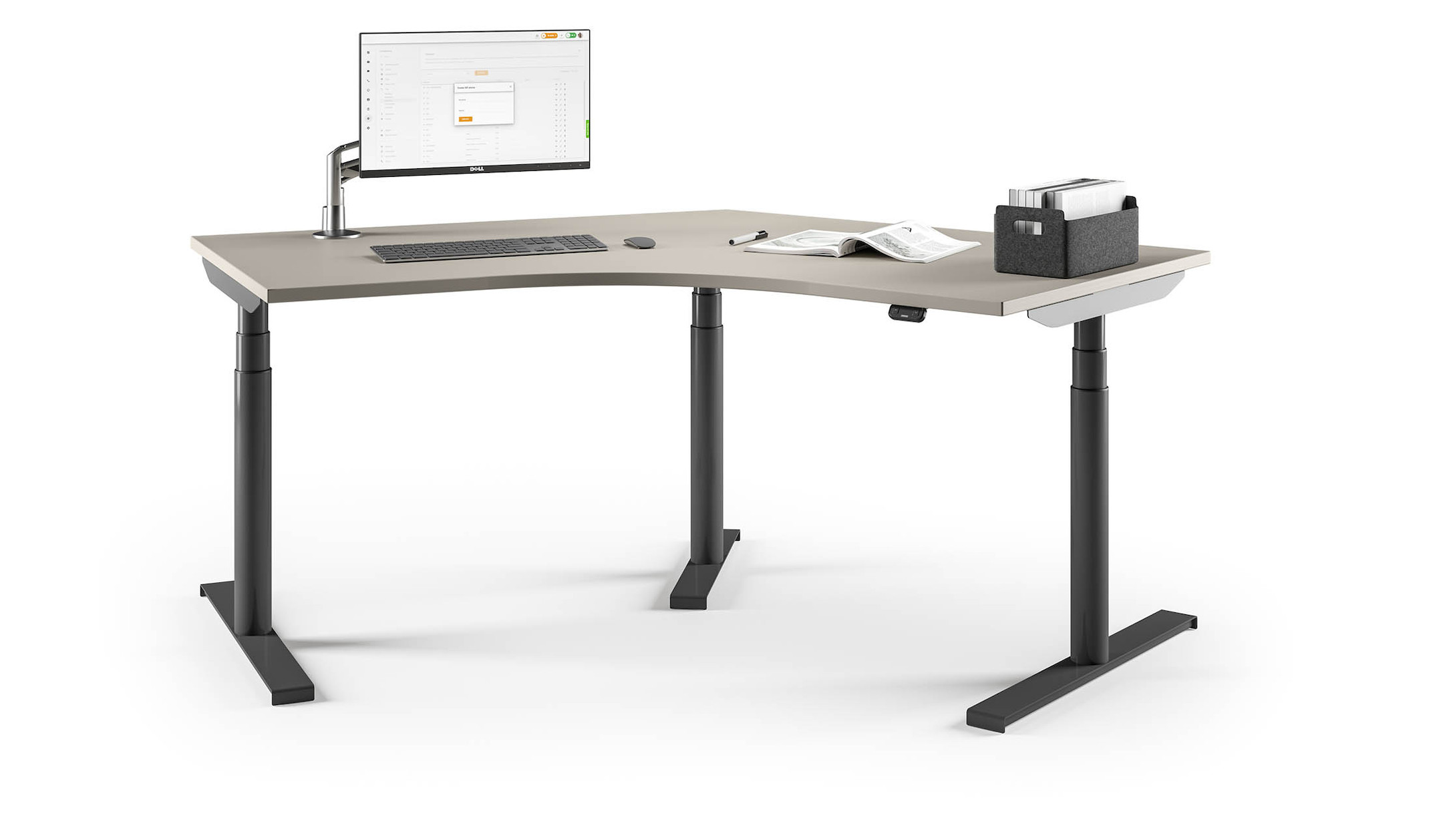 ASSMANN Tensos Stehschreibtisch in DR-Form und elektrisch höhenverstellbar mit Memory Funktion ASSMANN-Tensos-Stehschreibtisch-in-DR-Form-und-elektrisch-hohenverstellbar-mit-Memory-Funktion