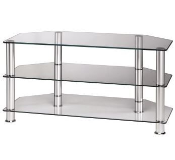 LCD-/Plasma-TV-Rack, 1000 mm, drei Ablagen, Alu/Klarglas