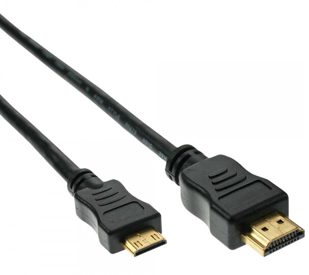 INLINE HDMI Mini (1.3) Kabel, HDMI St auf Mini St, verg. Kontakte, schwarz, 2m