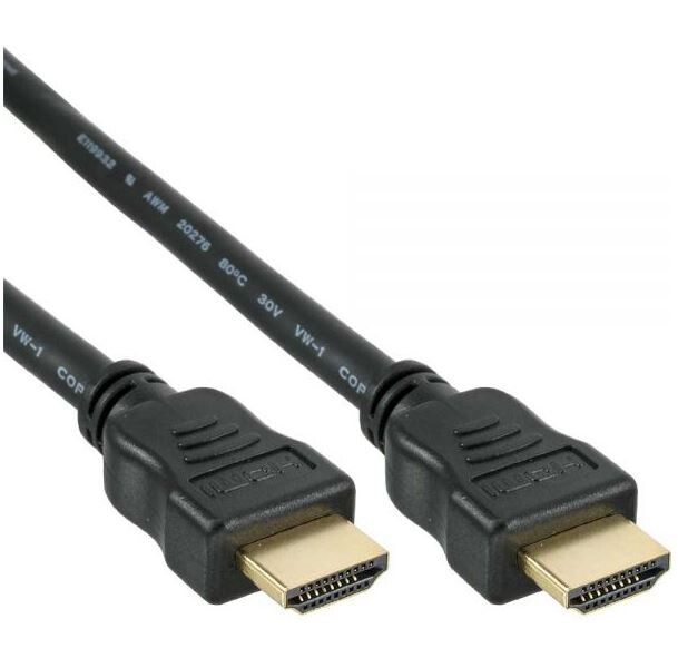 Inline HDMI Kabel, InLine®, High Speed HDMI® Cable with Ethernet, St/St, schwarz/gold, 0,5m