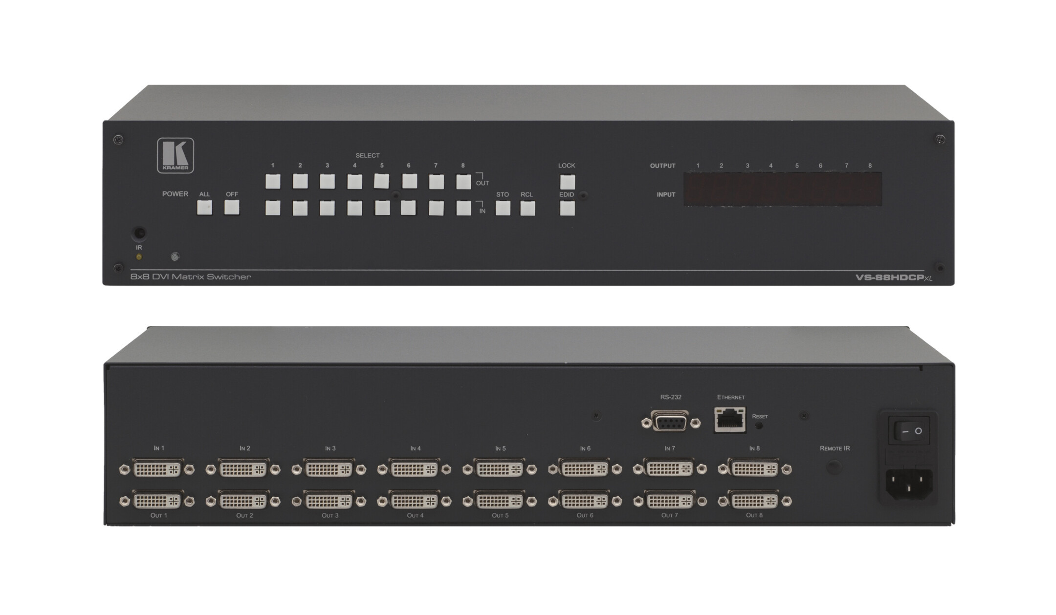 Kramer-VS-88HDCPxl-8x8-Matrixschalter-fur-DVI-HDCP