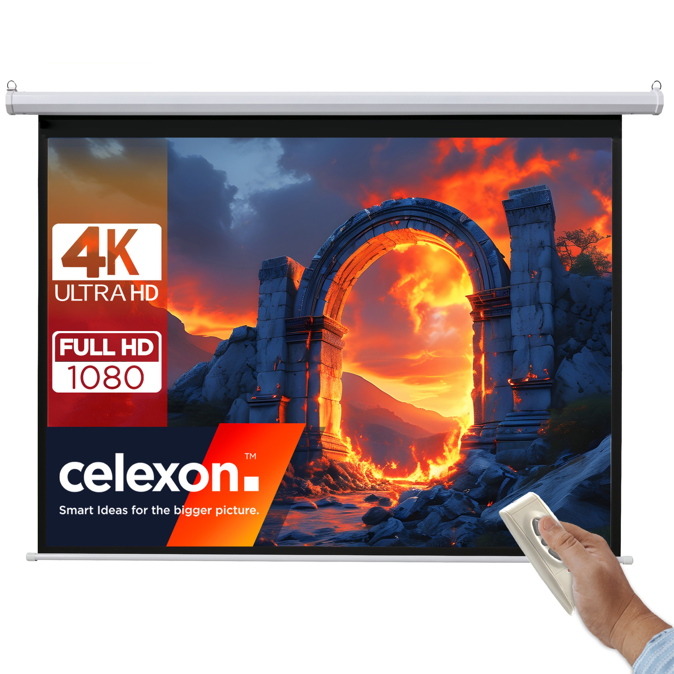 celexon-basic-100-inch-gemotoriseerd-scherm-4-3-200x150cm-4K-Full-HD-3D-elektrisch-scherm-voor-beamerprojecties