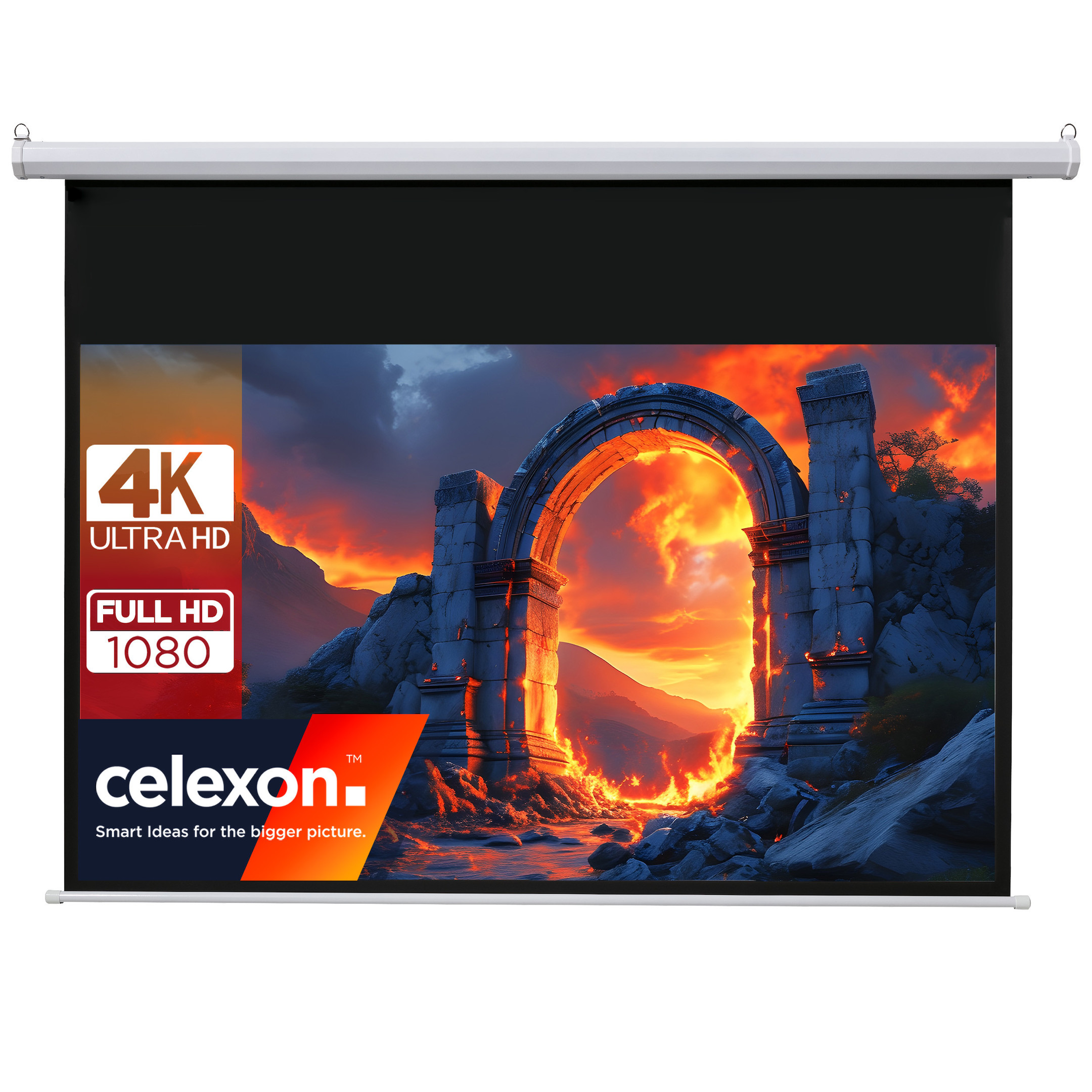 celexon-basic-Motor-Leinwand-90-200x113-cm-16-9-elektrische-Full-HD-4K-Beamer-Leinwand-fur-Heimkino-oder-Buro-Prasentationen-geeigent-zur-Deckenmontage-oder-Wandmontage-inkl-Fernbedienung