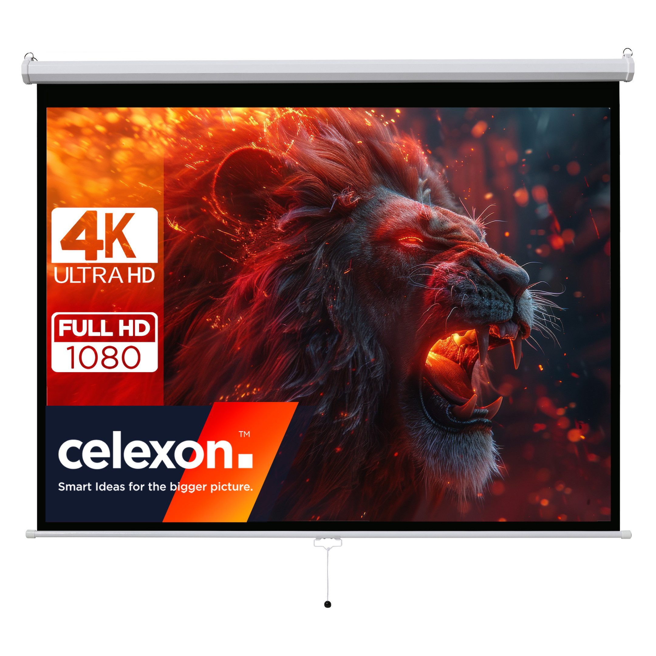 celexon-basic-projectiescherm-100-200x150-cm-4-3-uittrekbaar-Full-HD-4K-projectiescherm-voor-thuisbioscoop-of-kantoorpresentaties-projectiescherm-geschikt-voor-plafondmontage-of-wandmontage