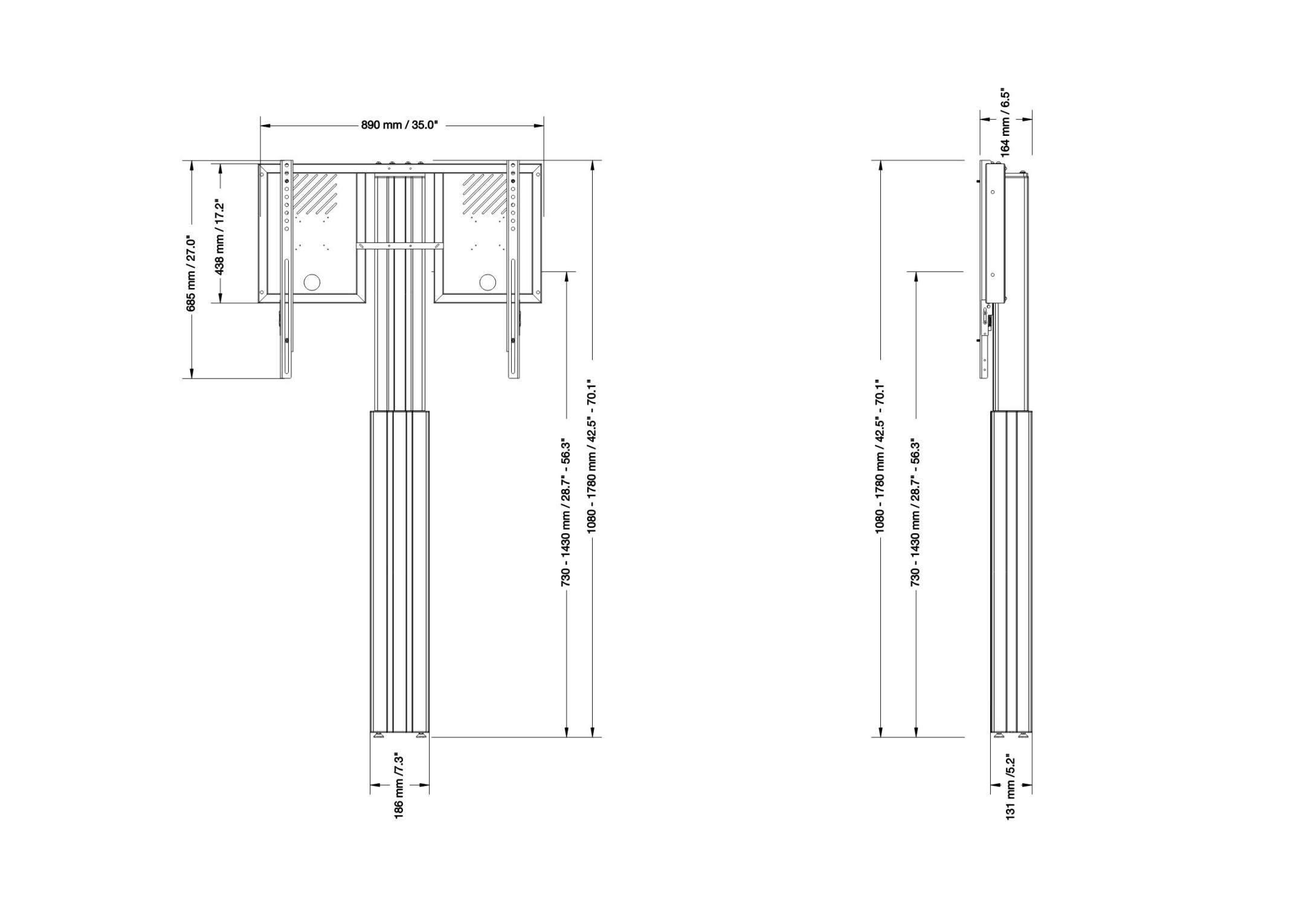 celexon-expert-elektrisch-hoehenverstellbarer-display-staender-adjust-4286ws-mit-wandbefestigung-70cm-demoware