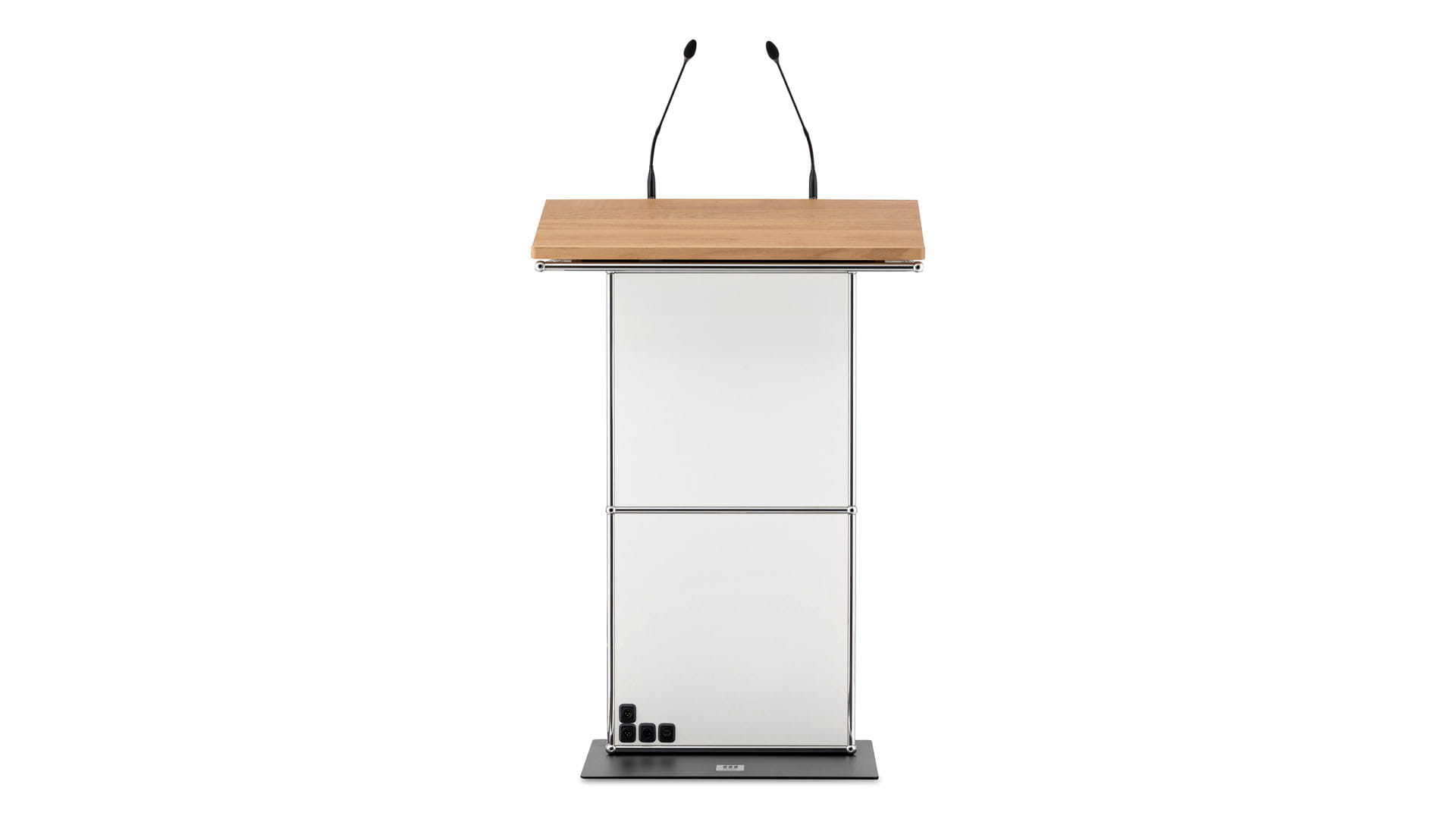 infoWERK-rednerPULT-FM50-Podium-mit-optionalem-Frontscreen-und-diskreter-Technik-Integration