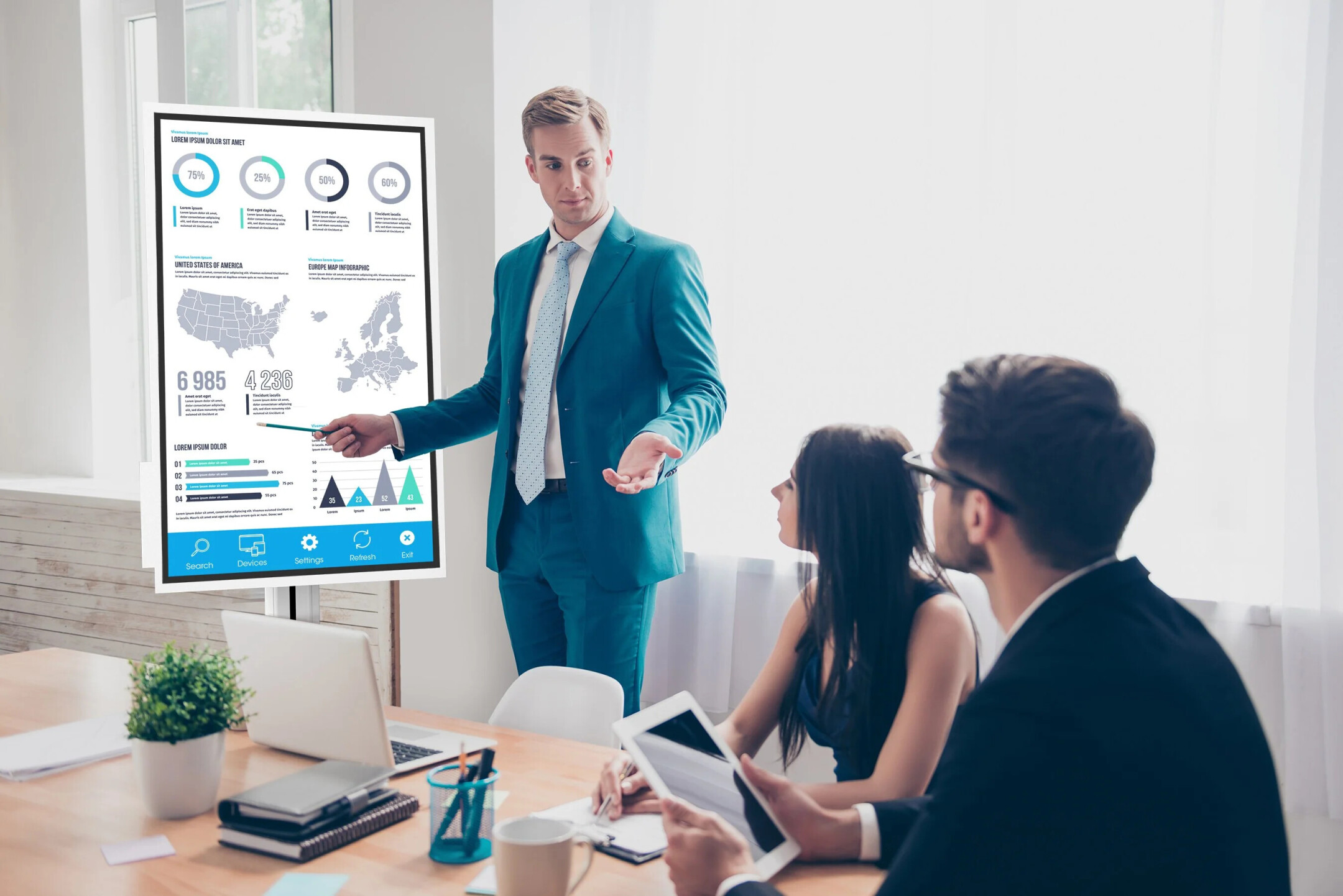 Samsung-Flip-2-WM65R-Digitale-Flipchart-Peerless-SR560-FLIP2-Rolwagen-CY-TF65BRCXEN-Tray-connectivity-tray