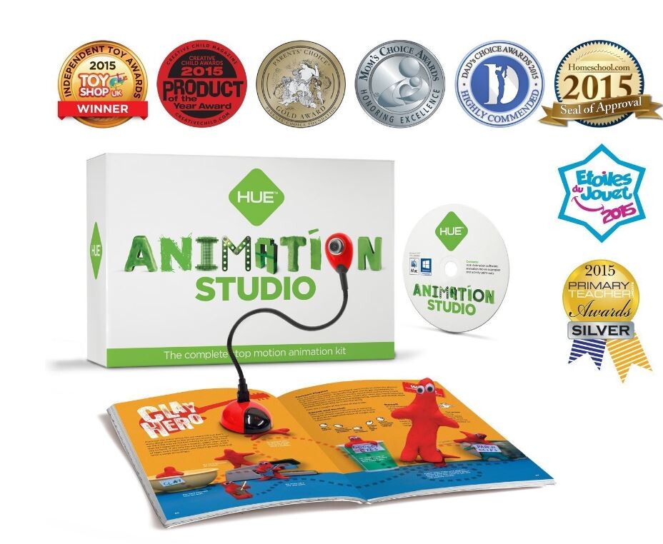 HUE-Animation-Studio-Komplettes-Stop-Motion-Animation-Kit-mit-Kamera-fur-Windows-PCs-Mac-rot