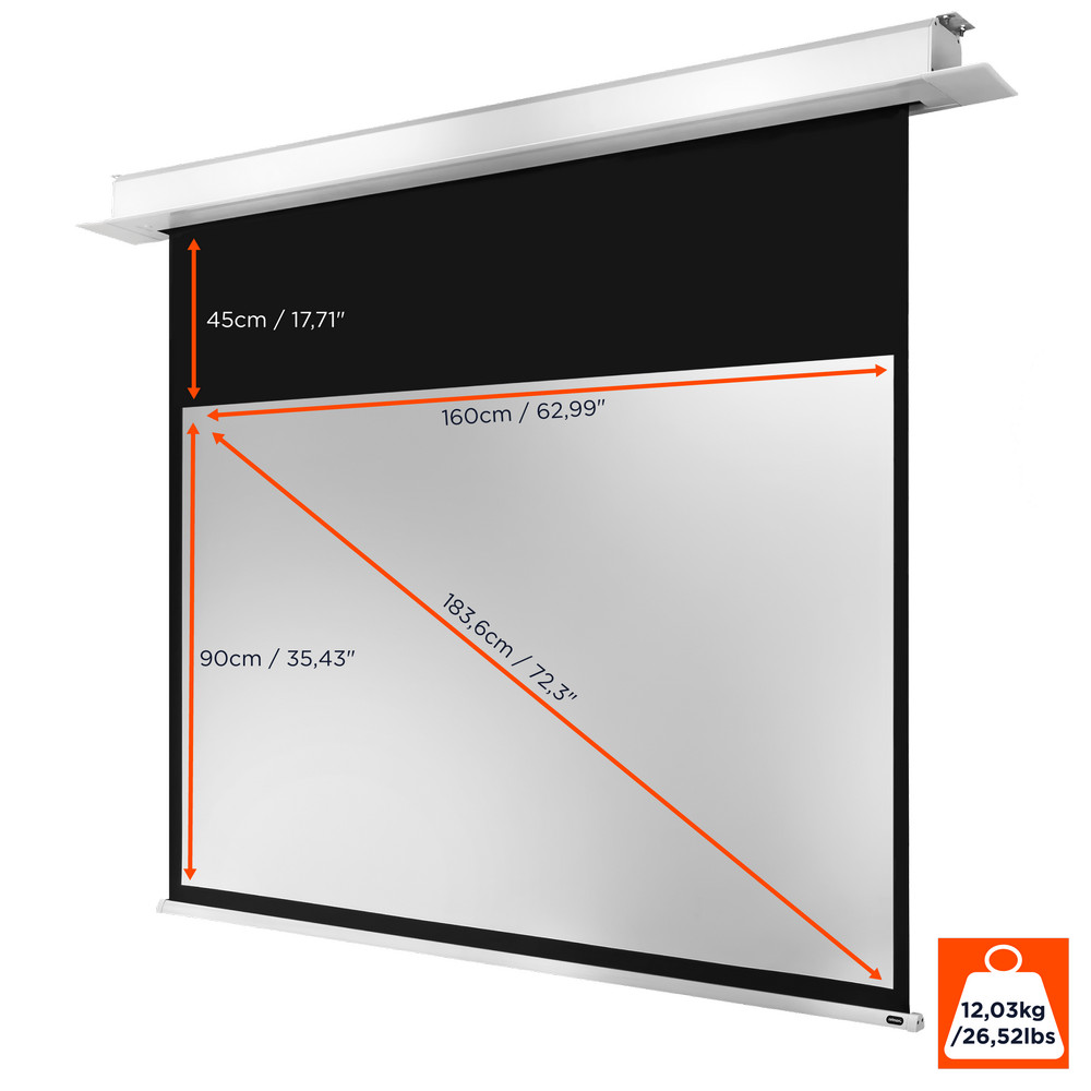 CELEXON Deckeneinbauleinwand Motor Professional Plus 160 x 90 cm 16:9