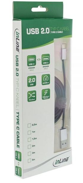 InLine-USB-2-0-Kabel-Typ-C-Stecker-an-A-Stecker-schwarz-Alu-flexibel-2m