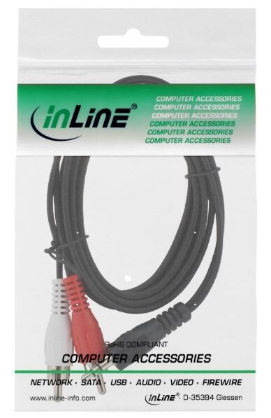 InLine-Cinch-Klinke-Kabel-2x-Cinch-Stecker-an-3-5mm-Klinke-Stecker-10m