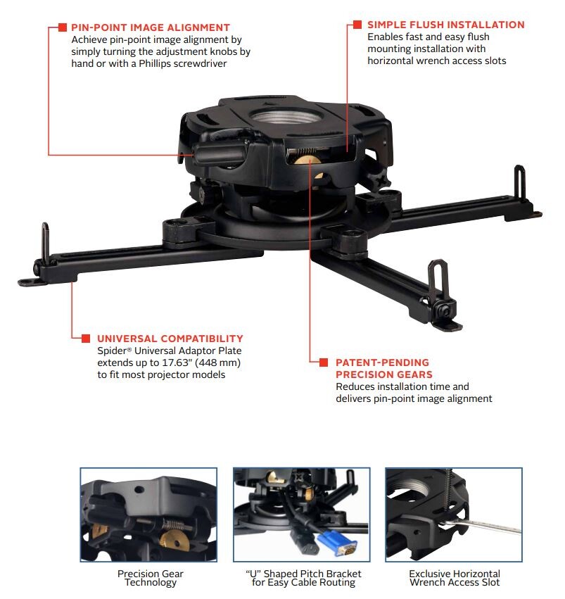 Peerless-PRG-UNV-PRG-precisie-projectorbevestiging-met-Spider-R-universele-adapterplaat