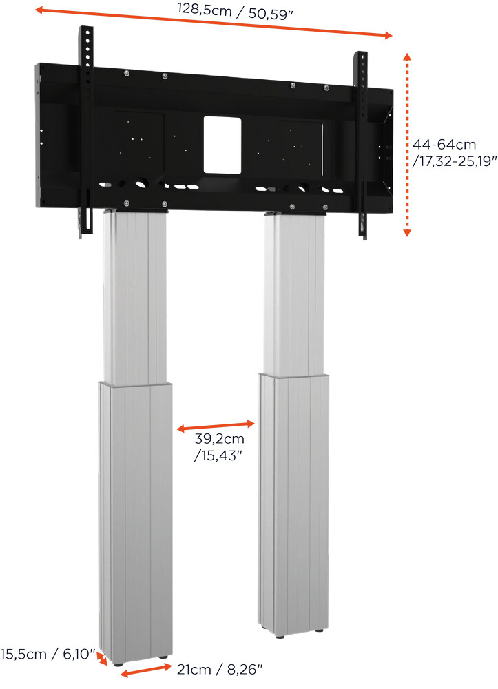 Celexon-Expert-elektrisch-hoogteverstelbare-Display-standaard-Adjust-70120WS-met-muurhouder-50cm