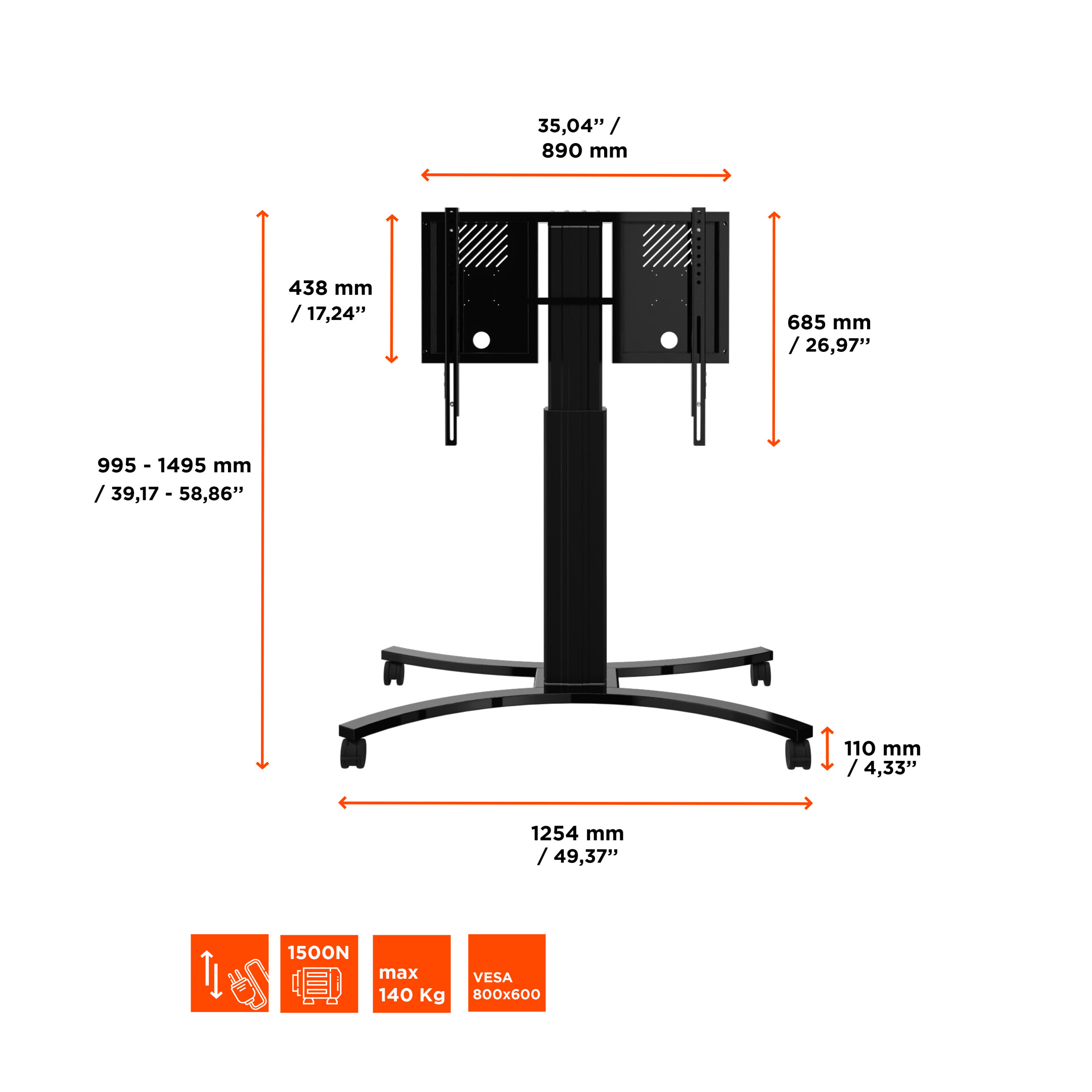 Celexon-Expert-elektrisch-hoogteverstelbaar-Display-Rolwagen-Adjust-4286MB-50cm-Demo