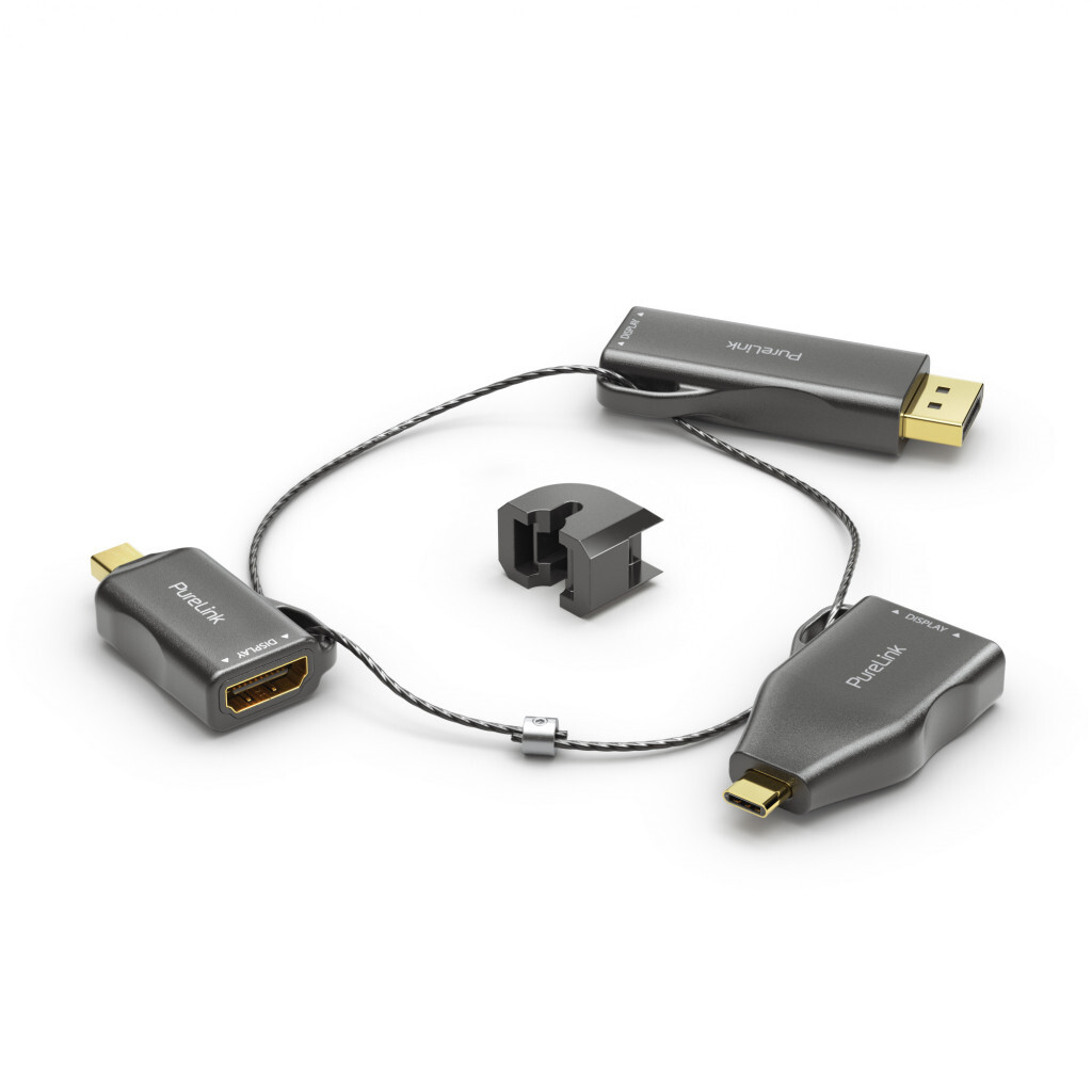 PureLink-Adapter-Ring-Klein-3x-HDMI-miniDP-DP-USB-C-HDMI-gold-plated-zwar